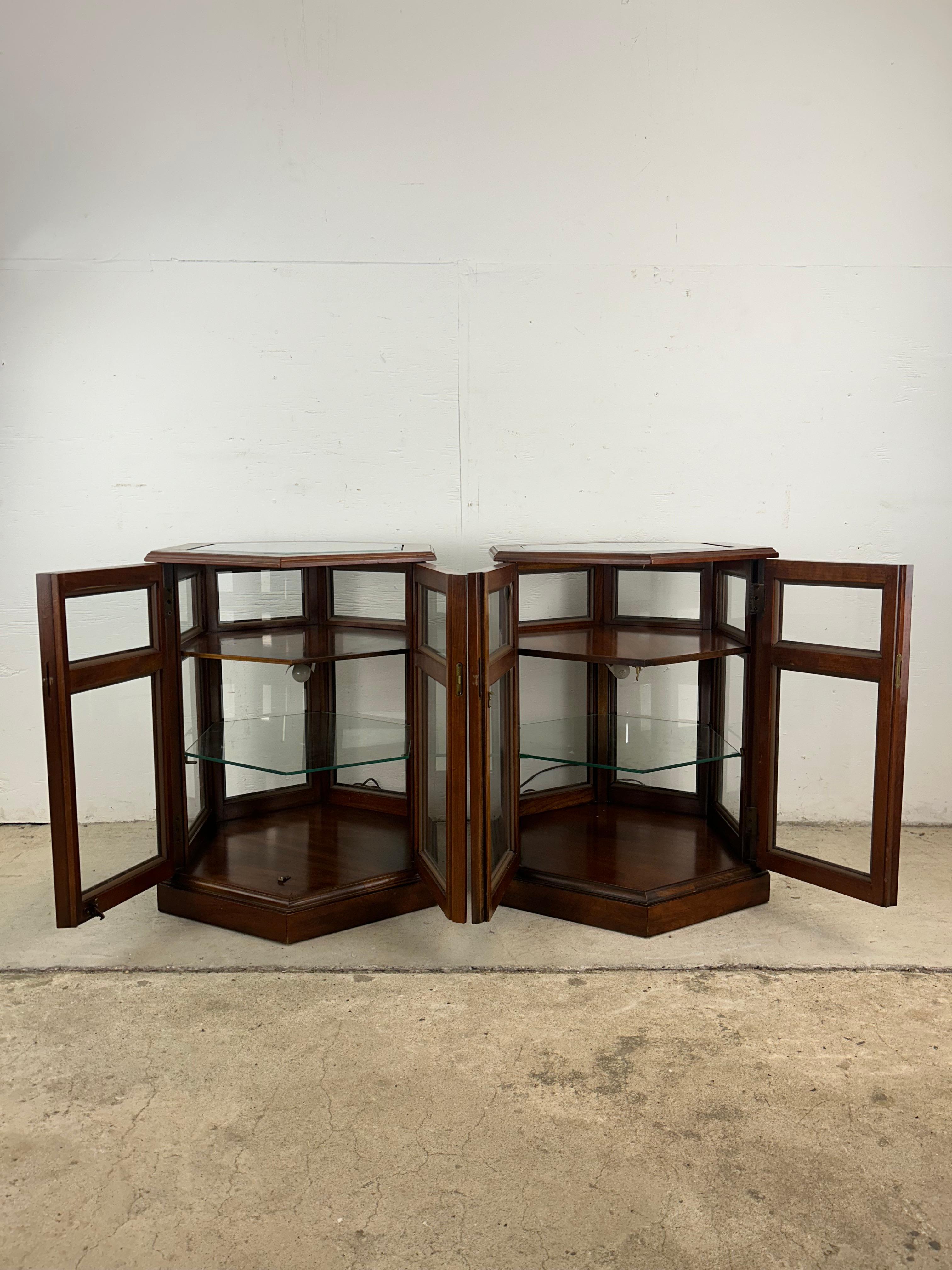 Pair of Vintage Low Lighted Display Cabinets with Lock & Key For Sale 3