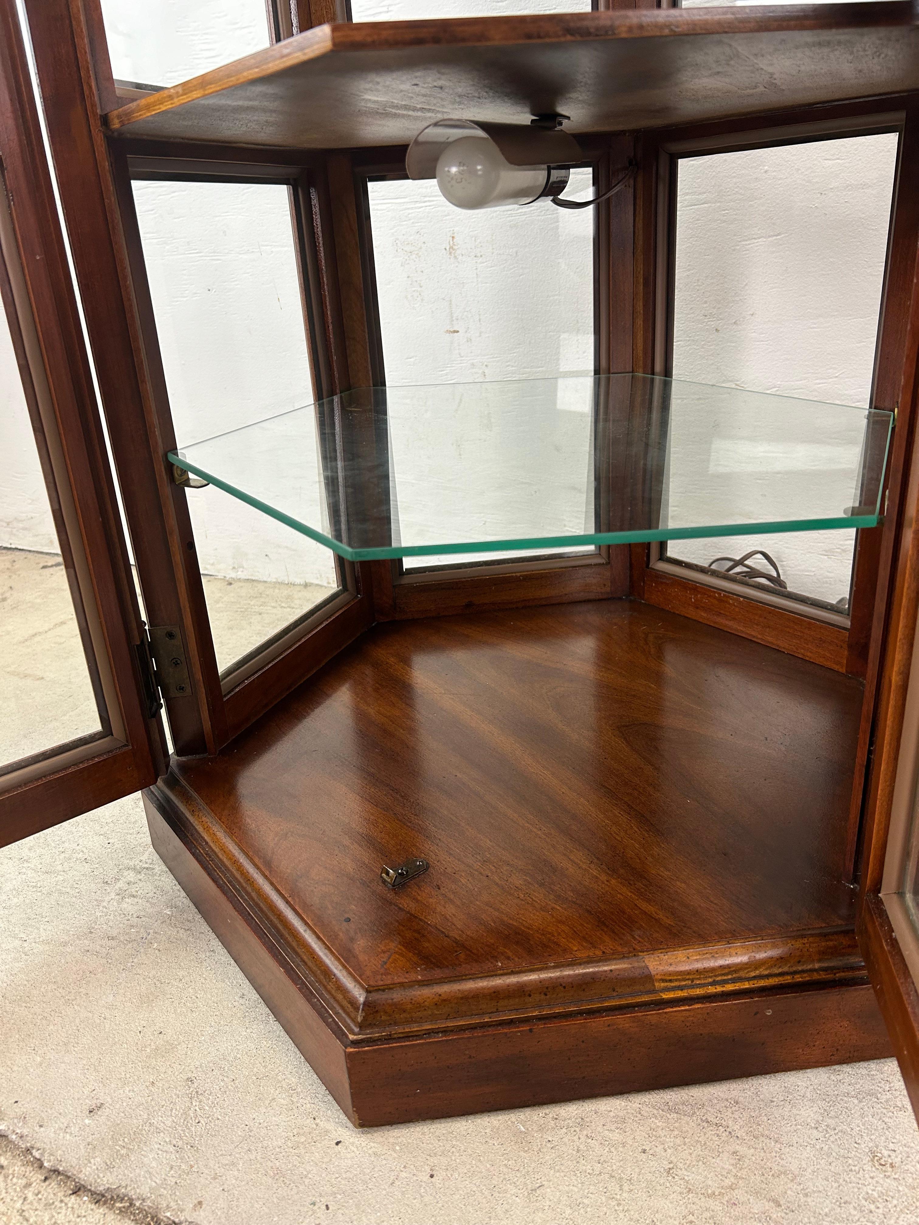 Pair of Vintage Low Lighted Display Cabinets with Lock & Key For Sale 7