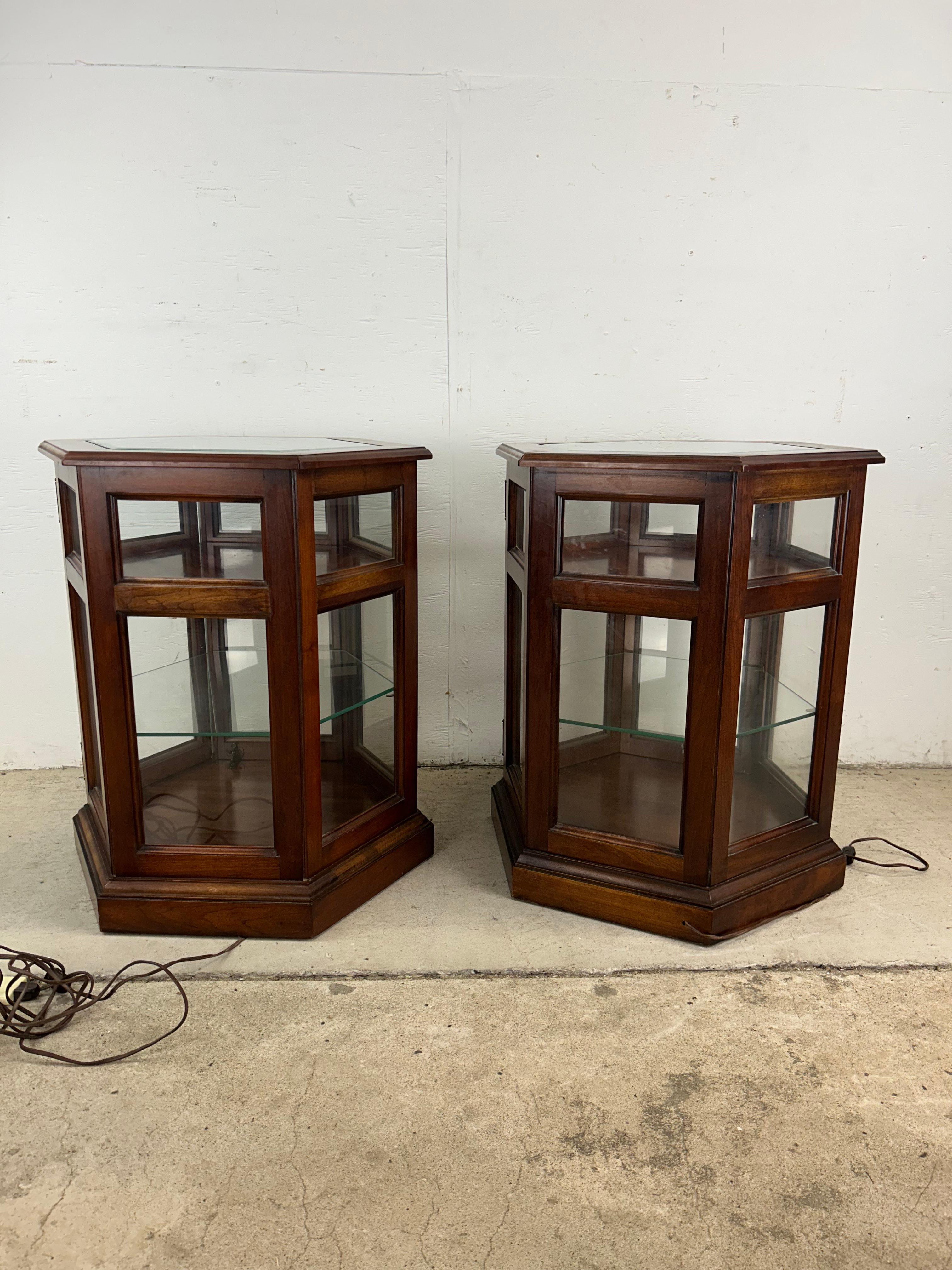 Pair of Vintage Low Lighted Display Cabinets with Lock & Key For Sale 9