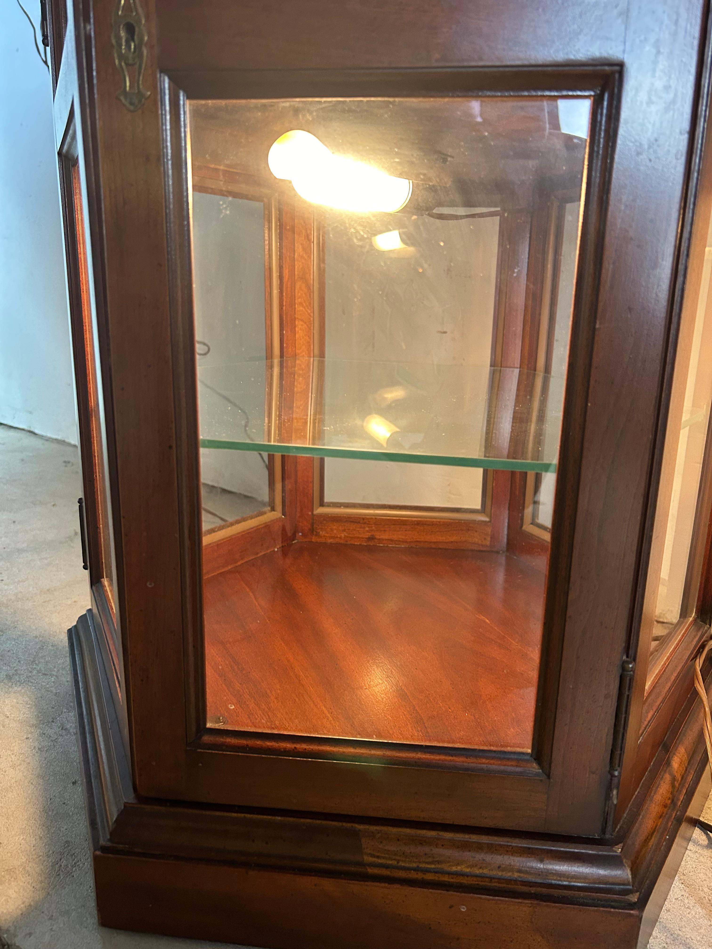 Pair of Vintage Low Lighted Display Cabinets with Lock & Key For Sale 12