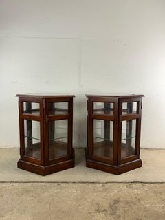 Pair of Vintage Low Lighted Display Cabinets with Lock & Key