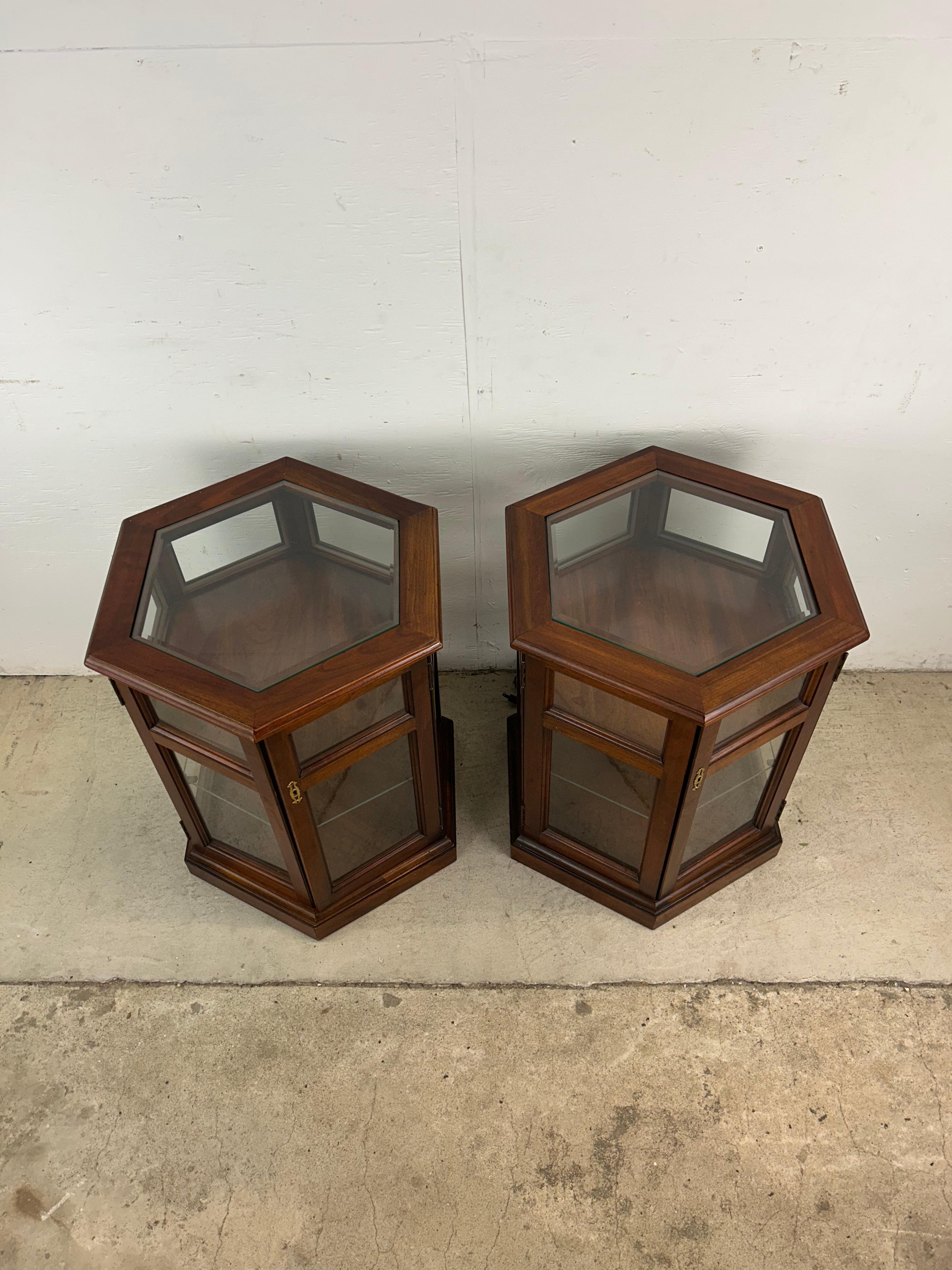 American Pair of Vintage Low Lighted Display Cabinets with Lock & Key For Sale