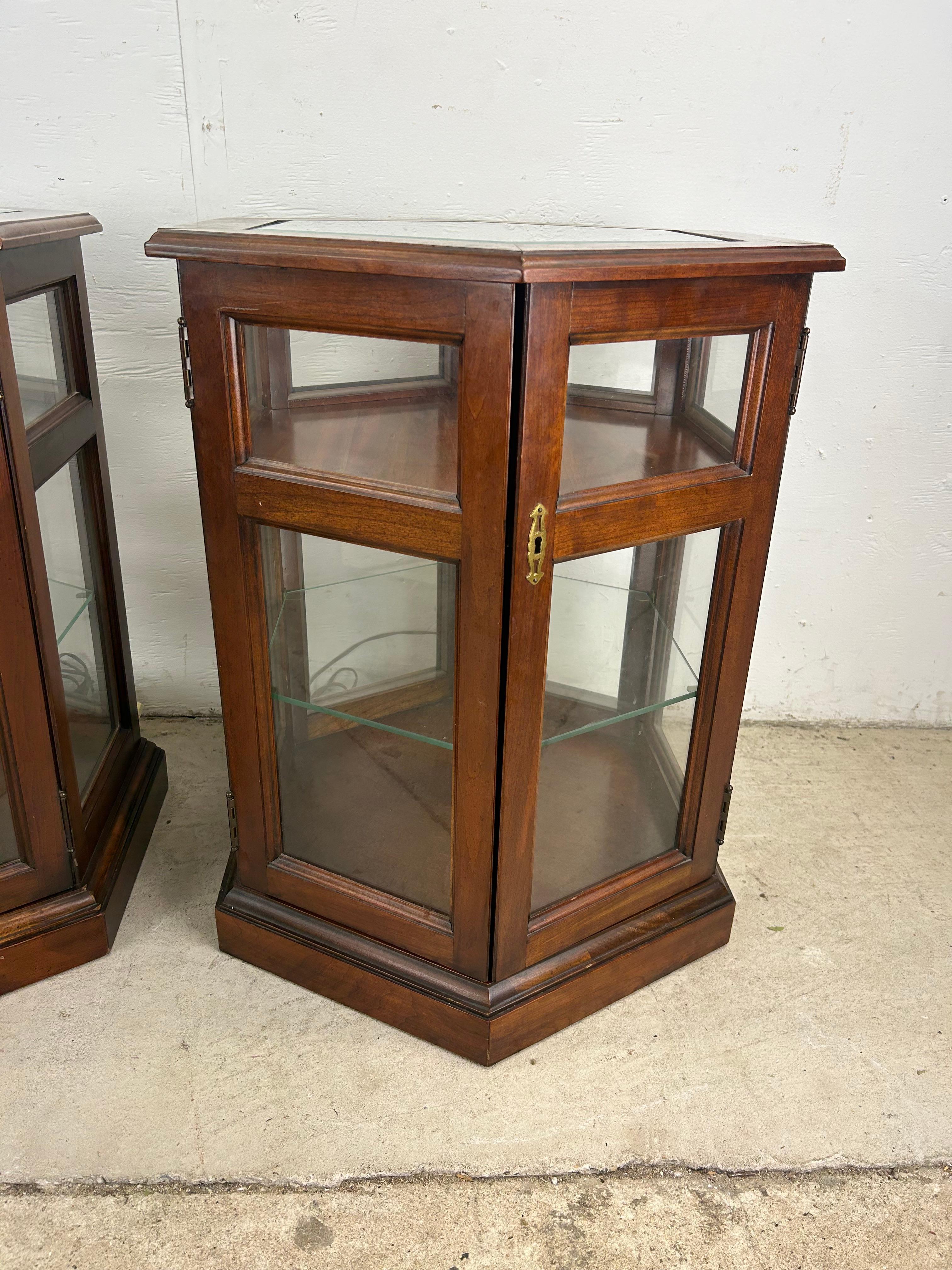 20th Century Pair of Vintage Low Lighted Display Cabinets with Lock & Key For Sale