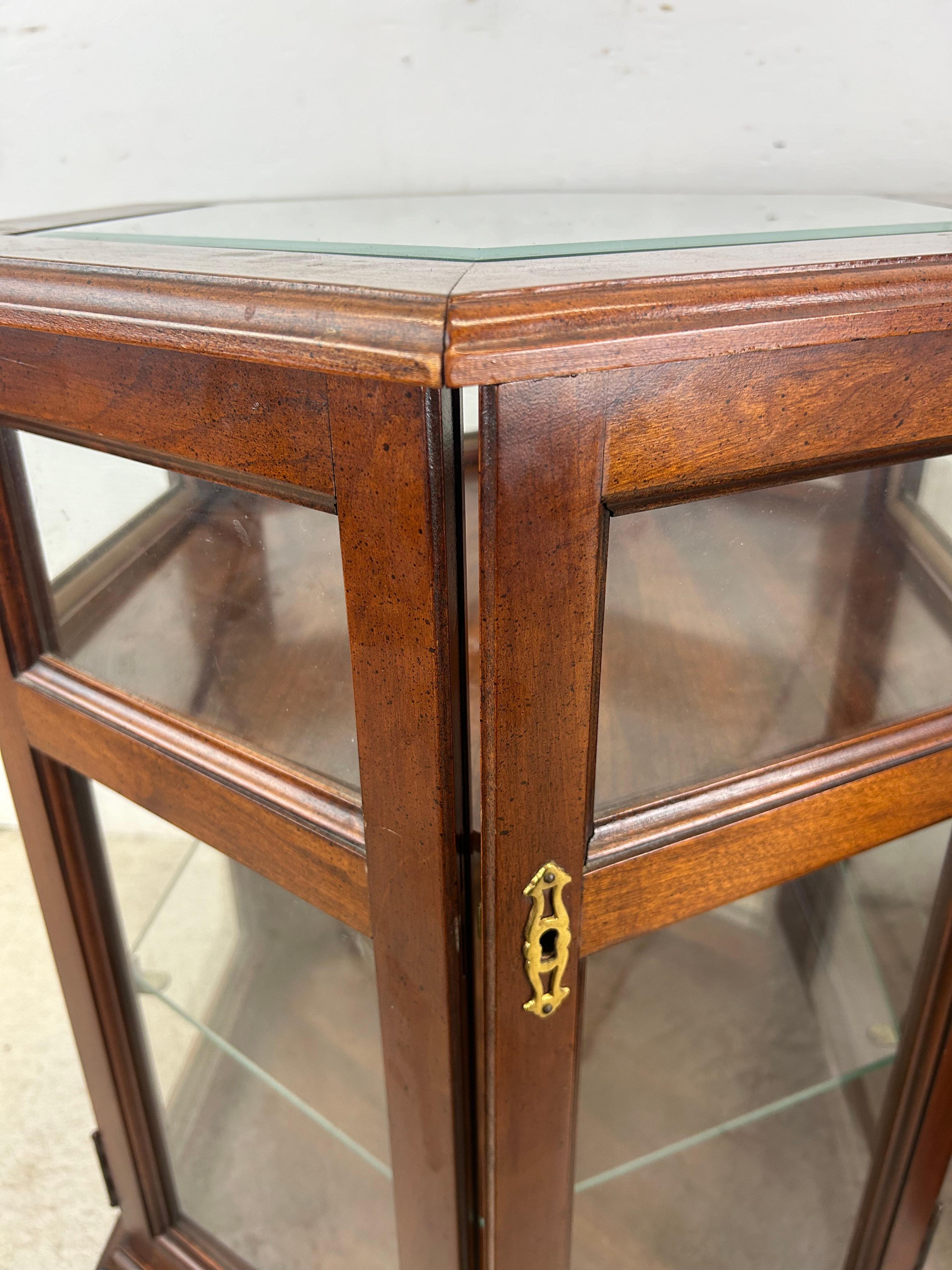 Brass Pair of Vintage Low Lighted Display Cabinets with Lock & Key For Sale