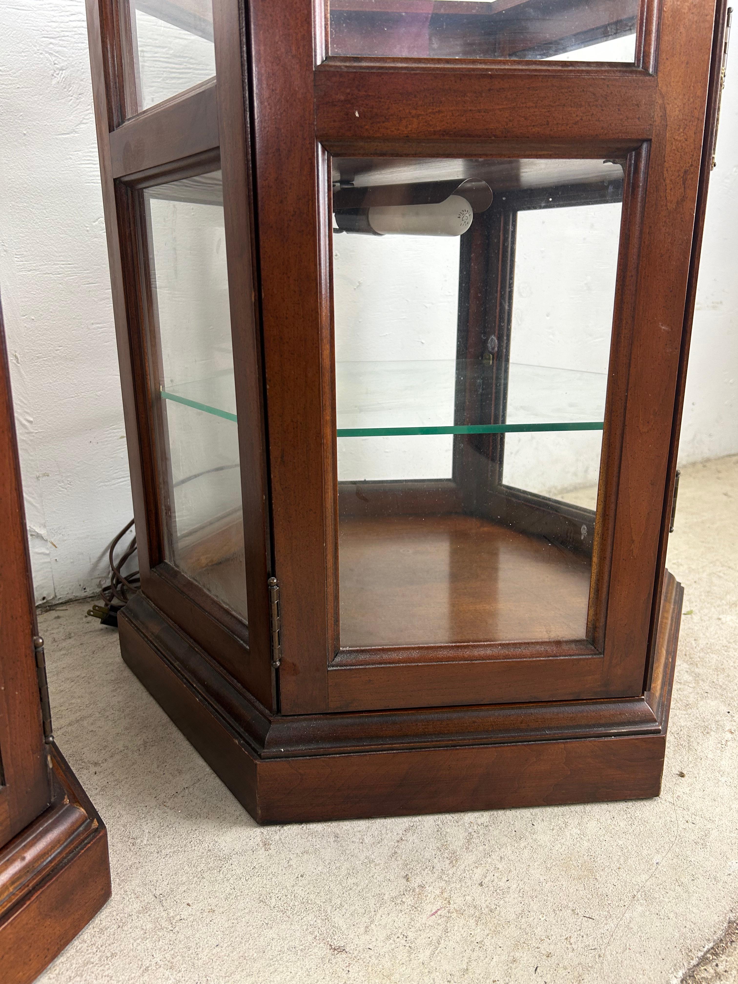 Pair of Vintage Low Lighted Display Cabinets with Lock & Key For Sale 2
