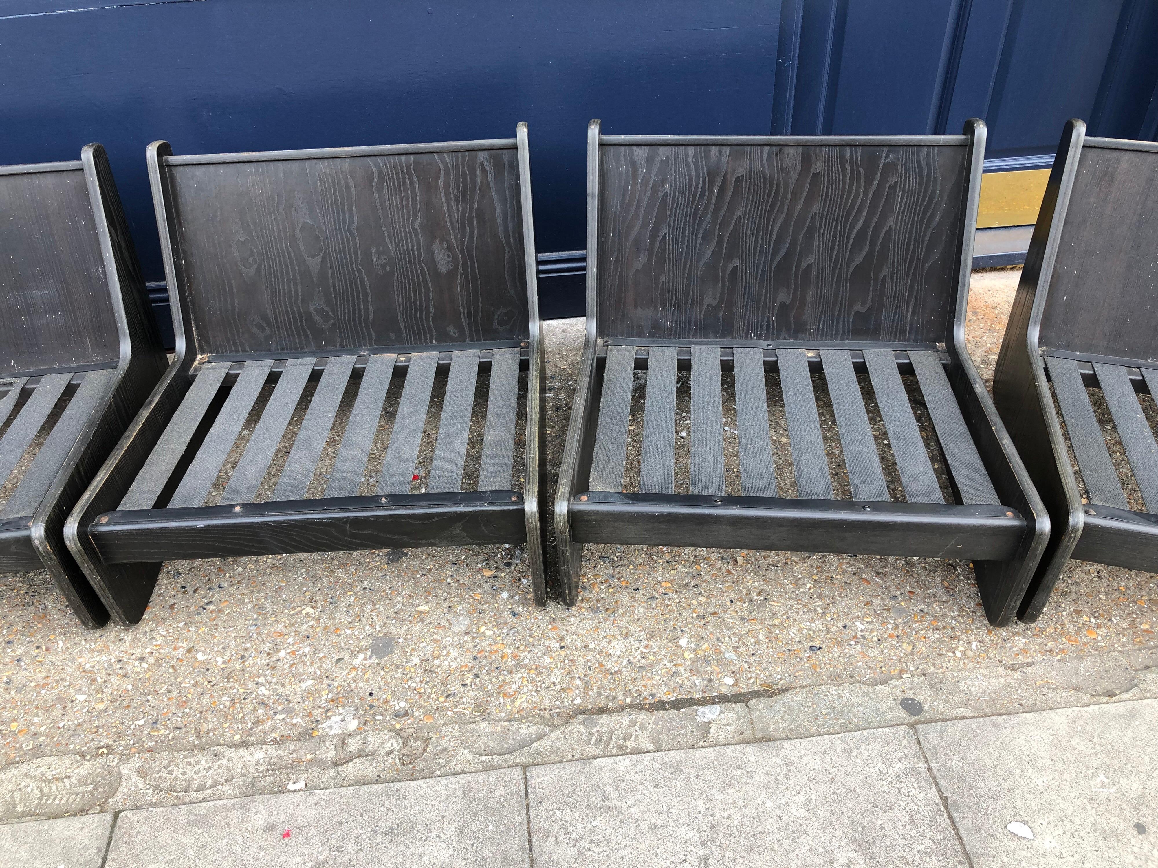 Pair of Vintage Low Seat Armchairs Modular Sofa Midcentury, 1960s In Good Condition For Sale In London, GB