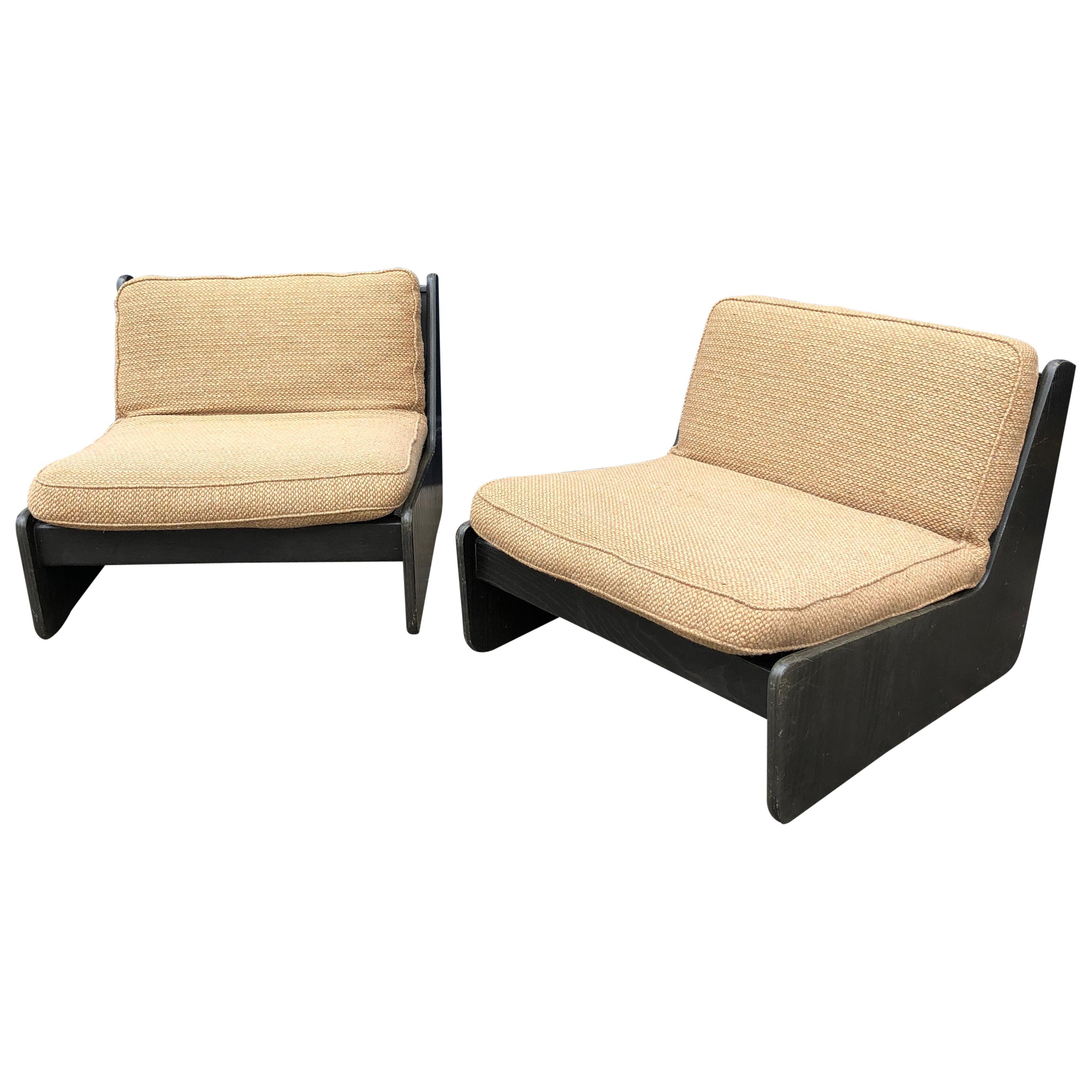 Pair of Vintage Low Seat Armchairs Modular Sofa Midcentury, 1960s For Sale