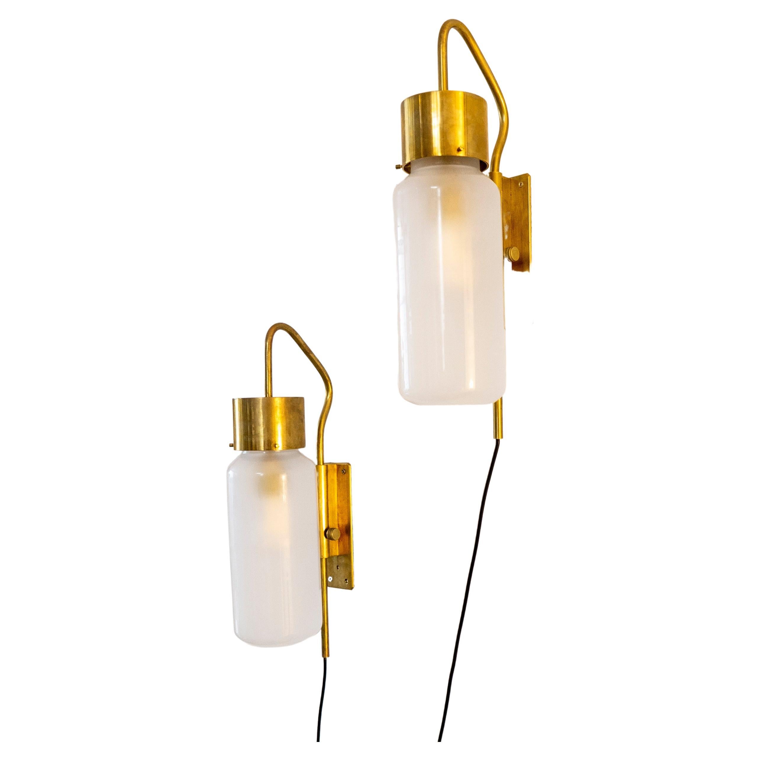 Pair of Vintage LP10 "Bidoni" Wall Lamps by Luigi Caccia Dominioni for Azucena For Sale