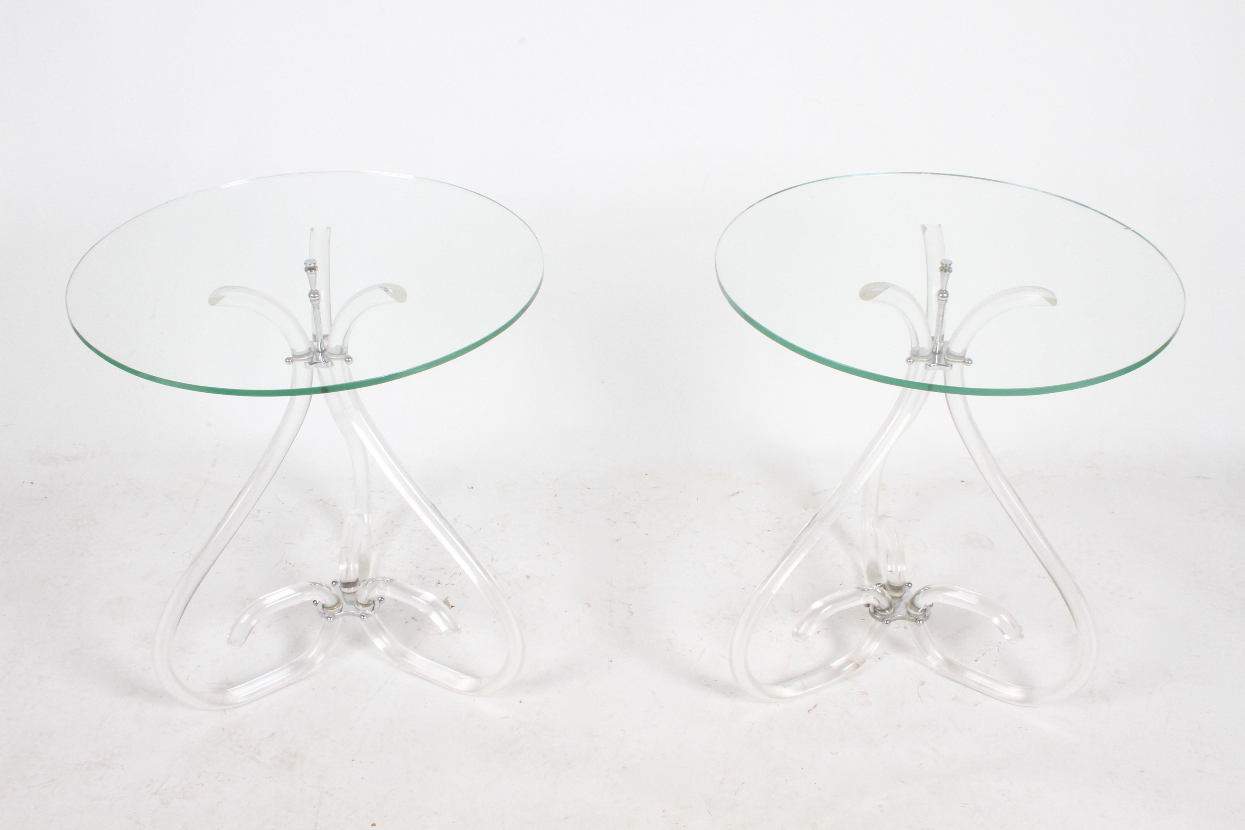 Pair of Vintage Lucite and Glass Side Tables in the Style of Dorothy Thorpe For Sale 9