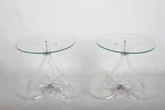 Pair of Vintage Lucite and Glass Side Tables in the Style of Dorothy Thorpe