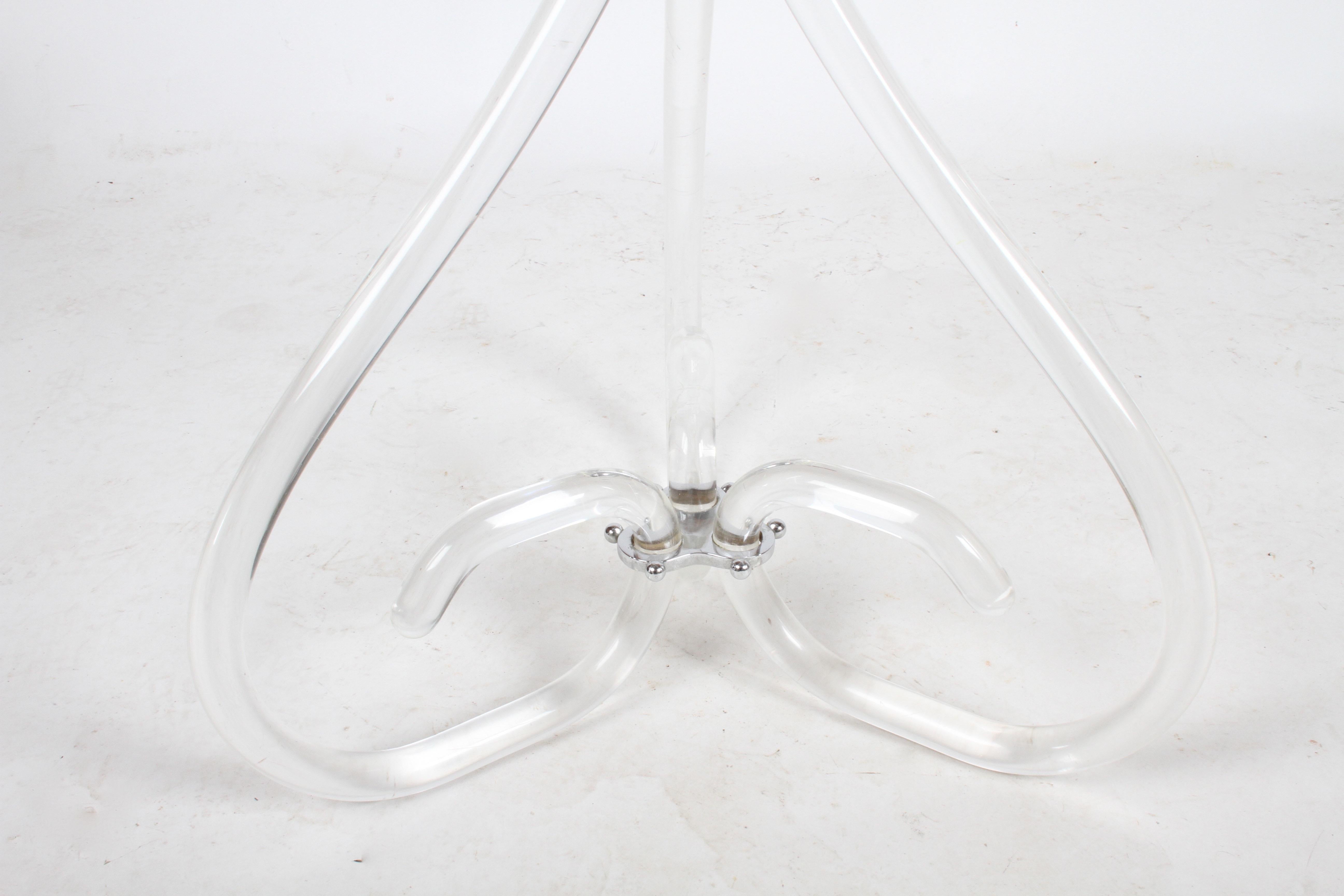 American Pair of Vintage Lucite and Glass Side Tables in the Style of Dorothy Thorpe For Sale