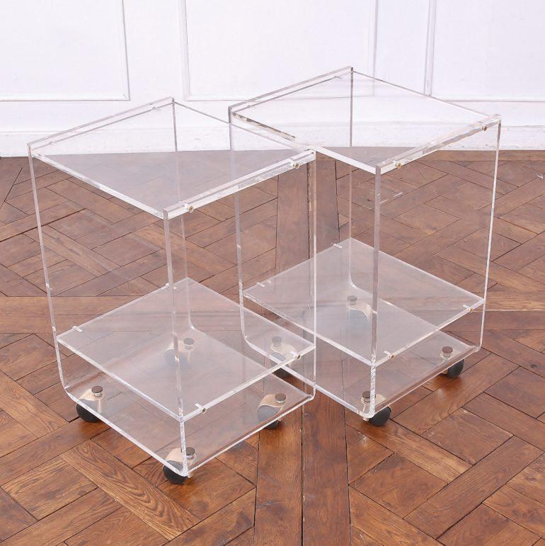 20th Century Pair of Vintage Lucite Barcarts