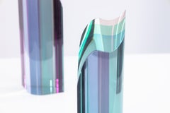 Pair of Vintage Lucite Decorative Colorful Pillar Table Sculptures