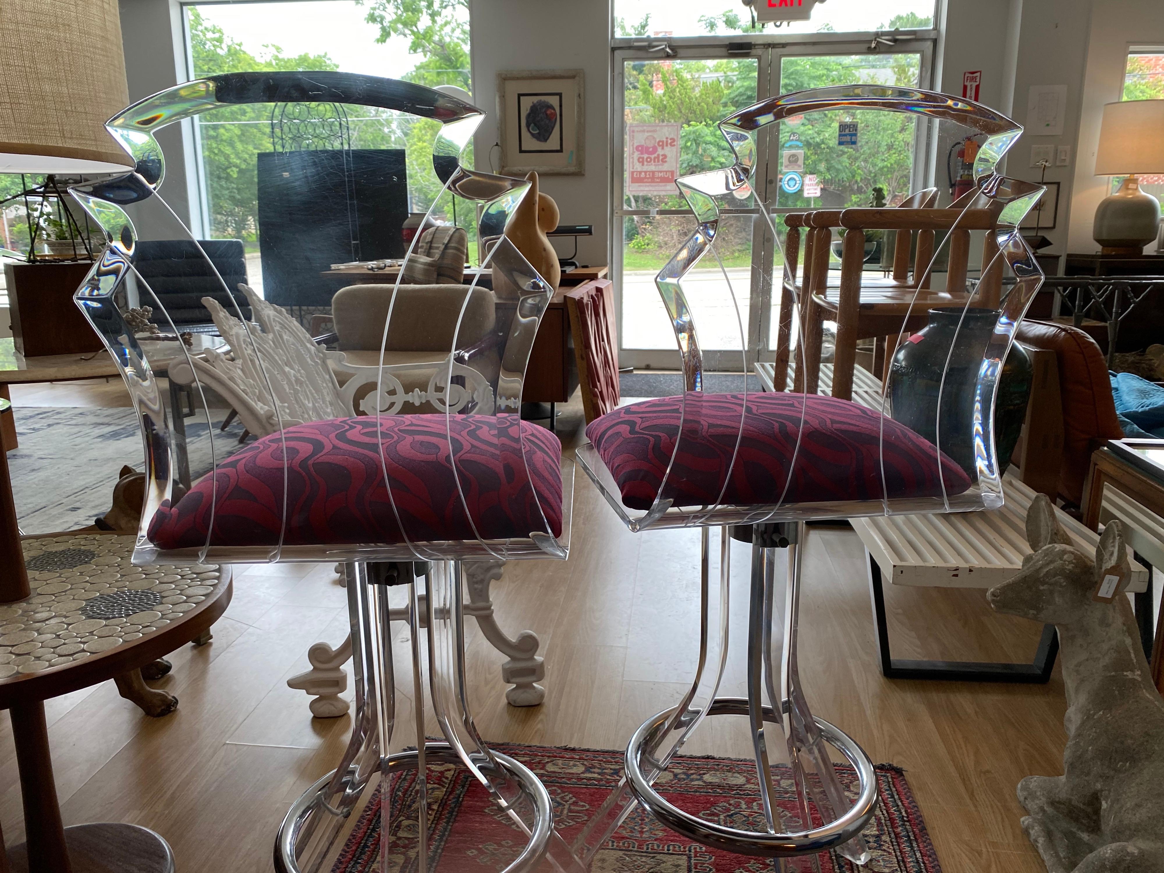 Pair of Vintage Lucite Stools 2