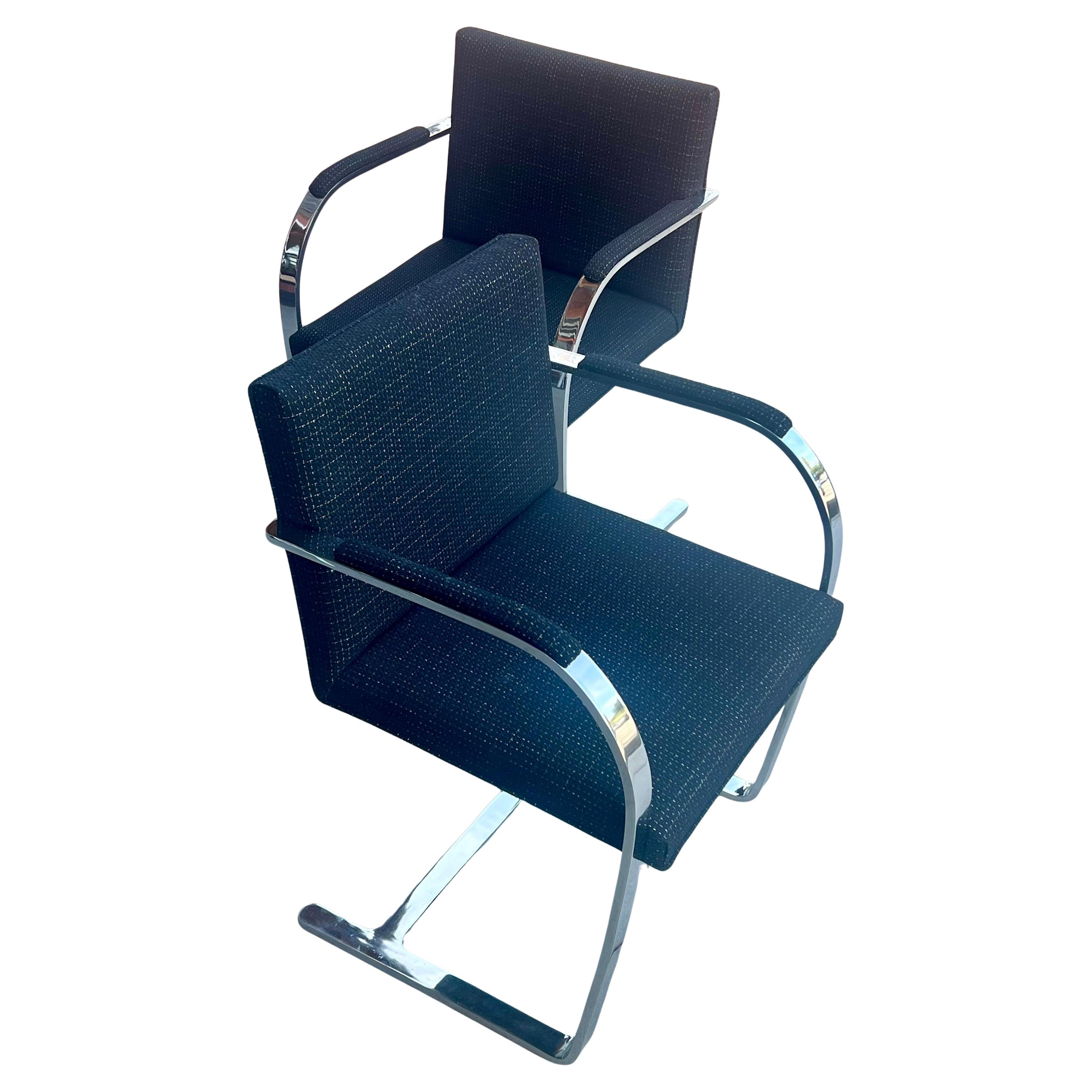 Pair of Vintage Ludwig Mies van der Rohe Brno Chairs For Knoll New Upholstery