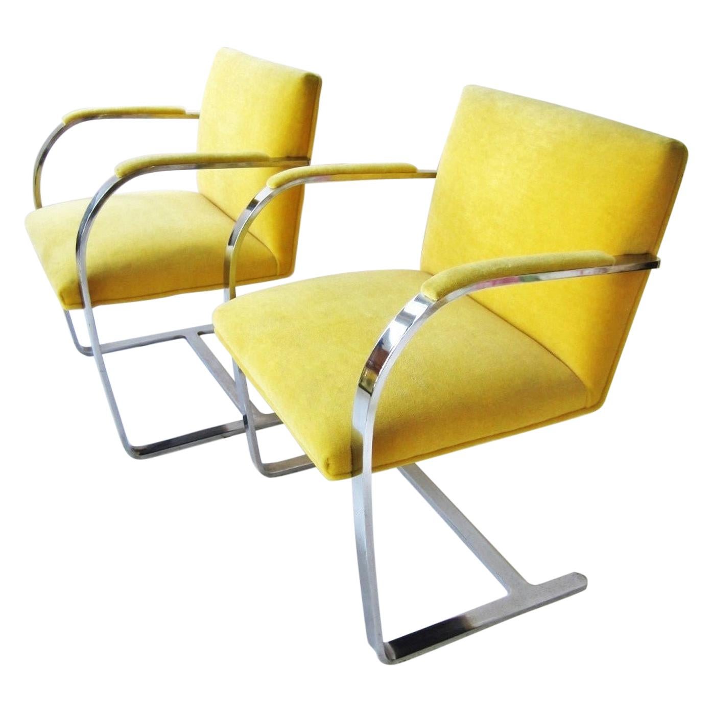Pair of Vintage Ludwig Mies van der Rohe Flat Bar Brno Chairs