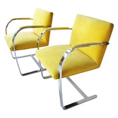 Pair of Retro Ludwig Mies van der Rohe Flat Bar Brno Chairs