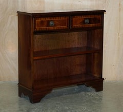 Pair of Vintage Made in England Flamed Hardwood Dwarf Open Library Bookcases