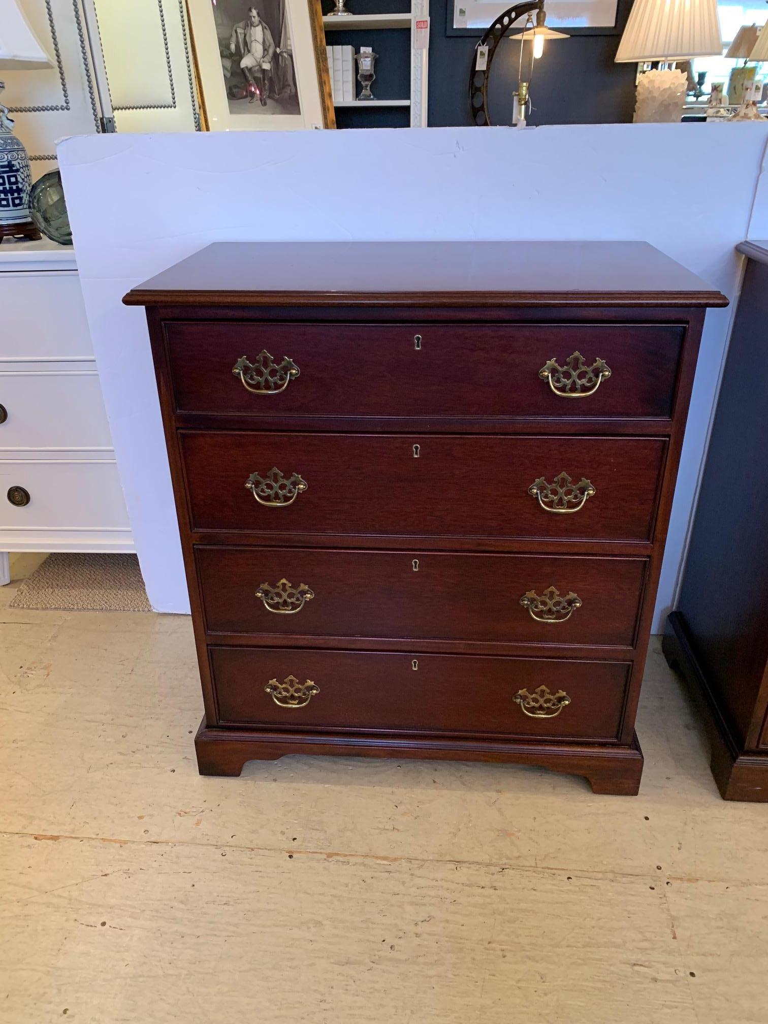 American Pair of Vintage Mahogany Chippendale Style Bachelor Chests Night Stands For Sale