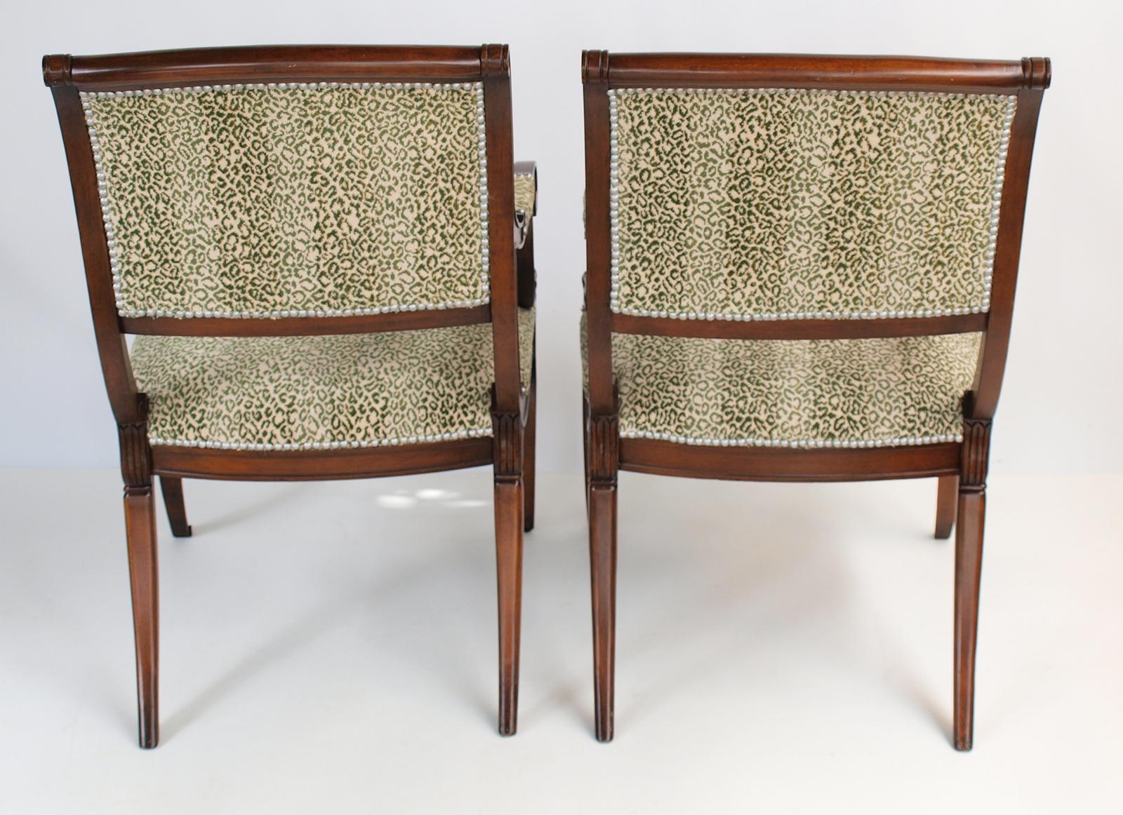 Late 20th Century Pair of Vintage Mahogany English Regency Style Armchairs For Sale
