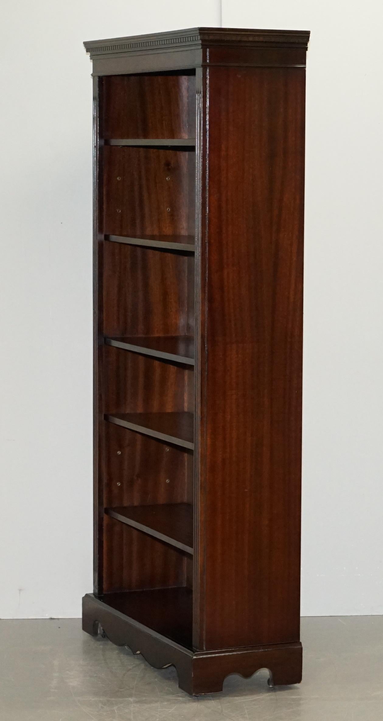 Pair of Vintage Hardwood Framed Library Bookcases on Wheels Adjustable Shelves 3