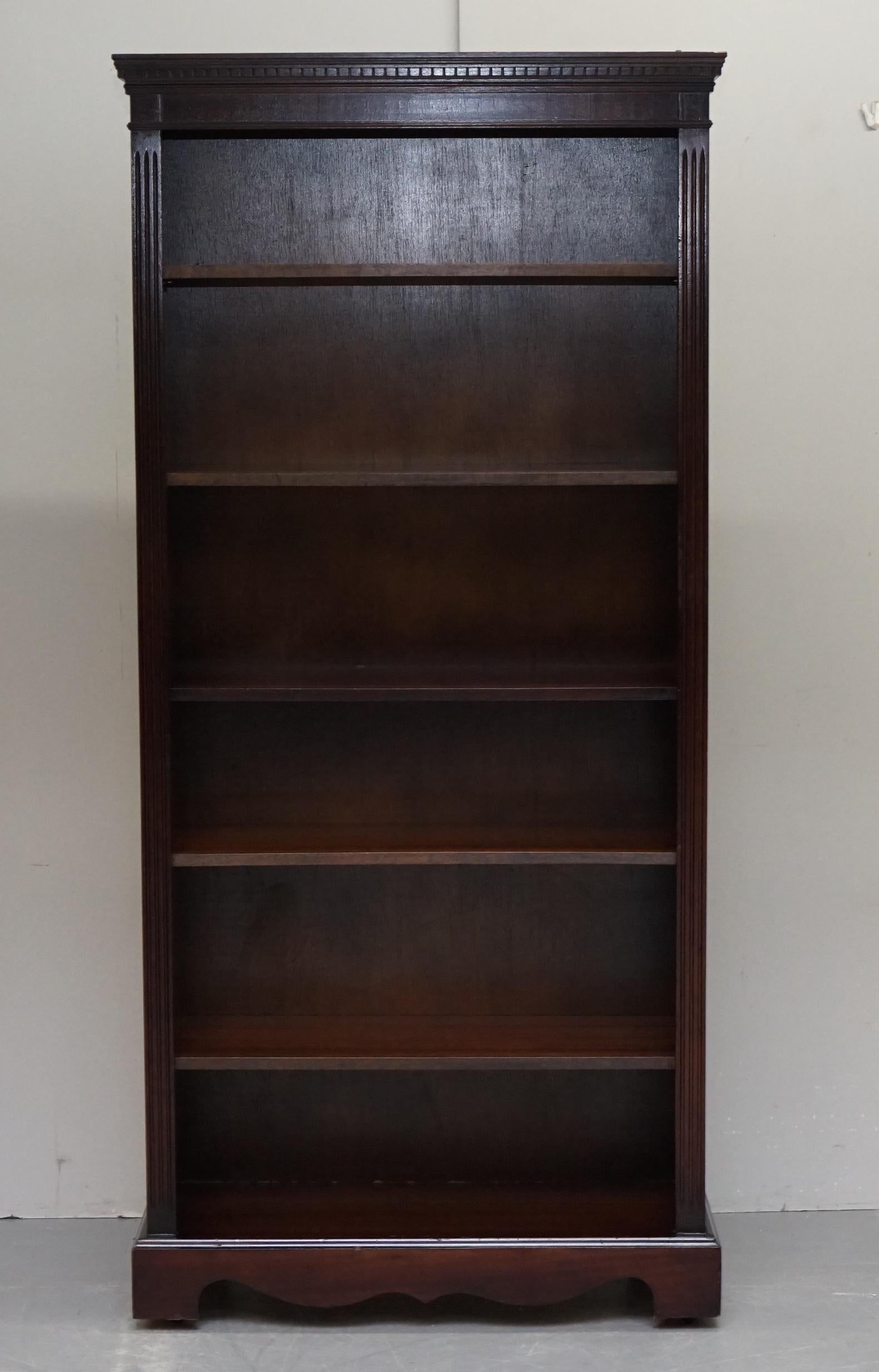 Pair of Vintage Hardwood Framed Library Bookcases on Wheels Adjustable Shelves 5