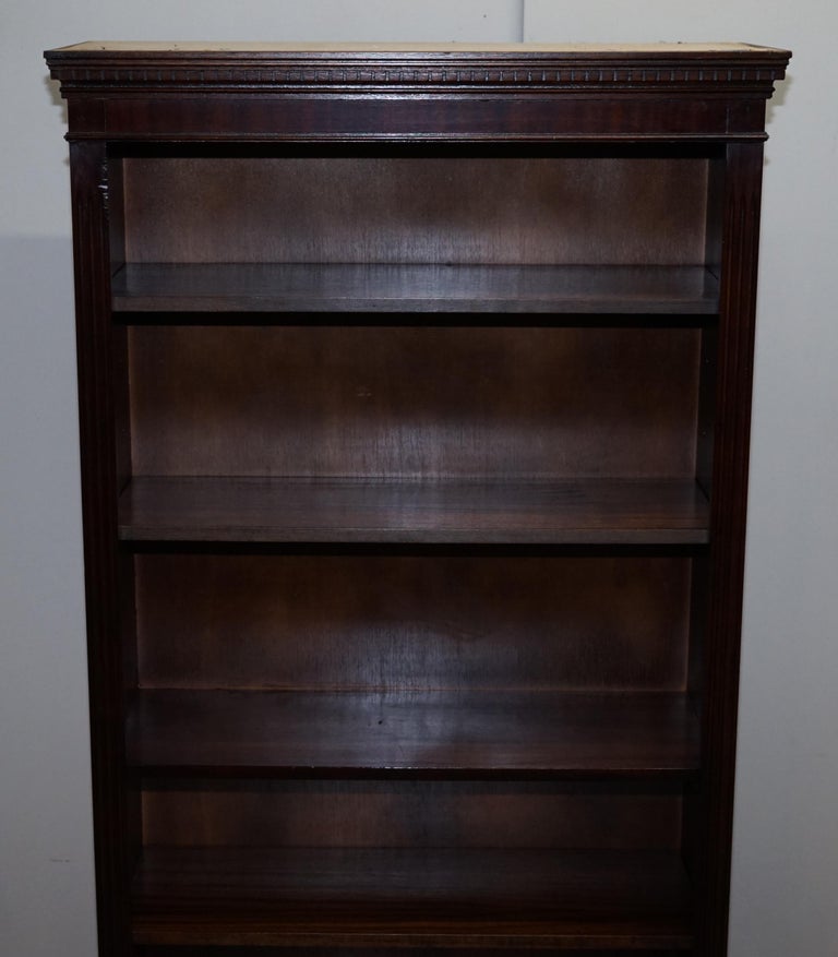 Pair of Vintage Hardwood Framed Library Bookcases on Wheels Adjustable