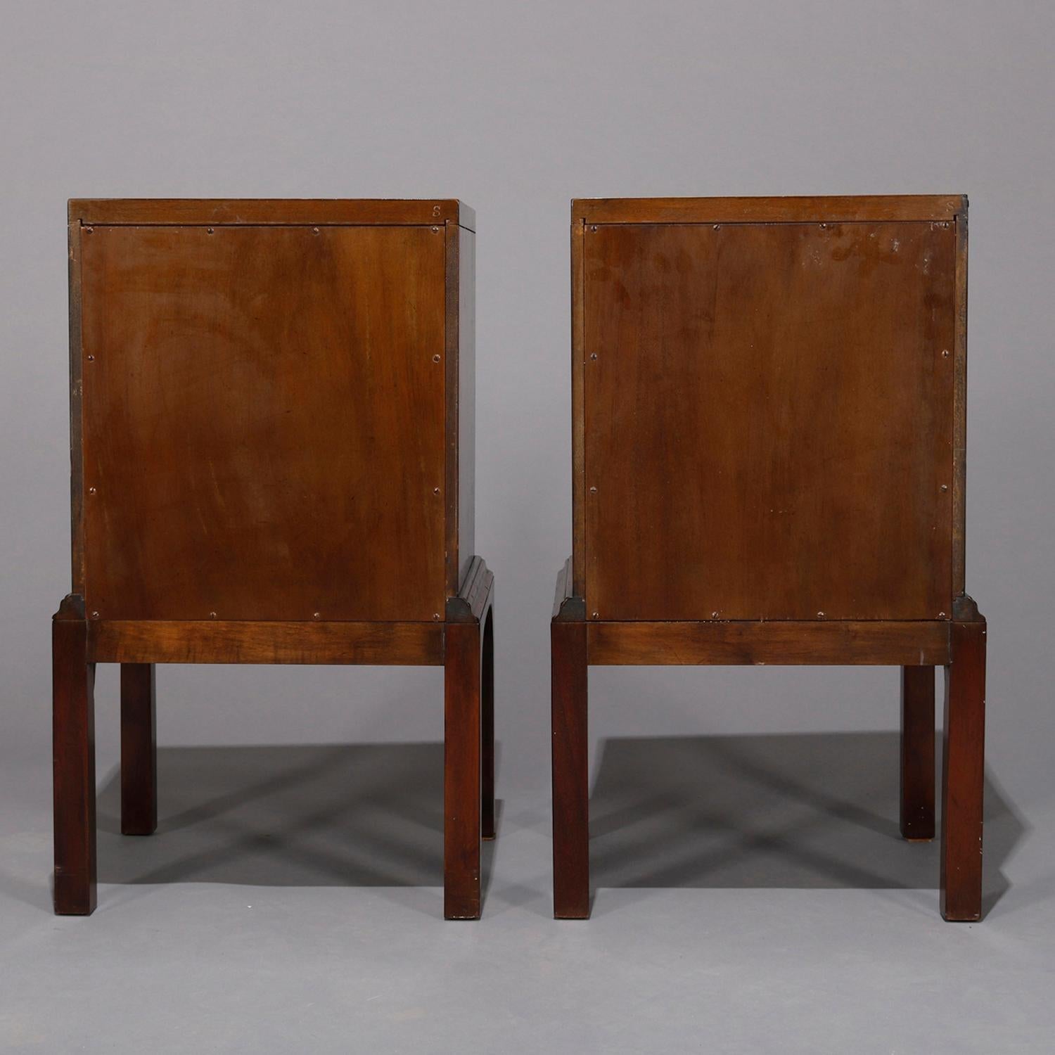 20th Century Pair of Vintage Mahogany Kittinger Chinese Chippendale Stands, circa 1950