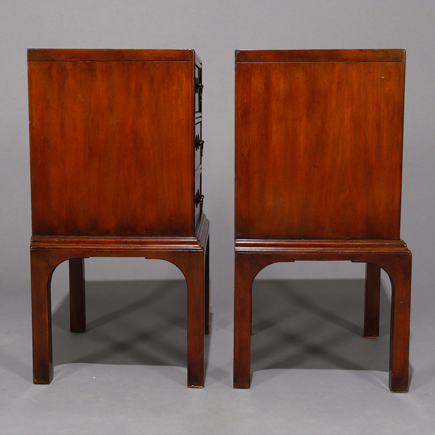 Pair of Vintage Mahogany Kittinger Chinese Chippendale Stands, circa 1950 1