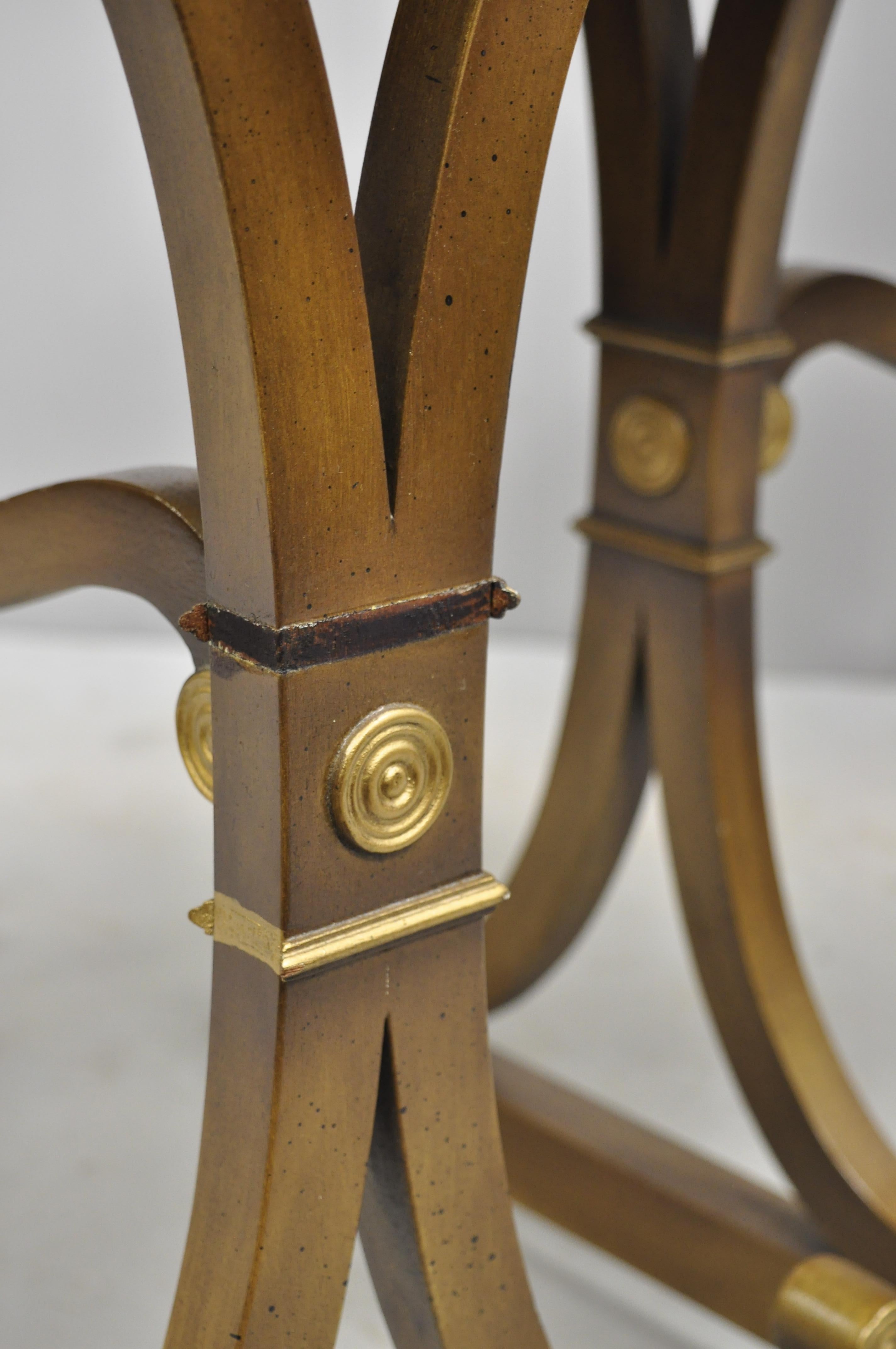 Pair of Vintage Mahogany Regency Style X-Frame Lamp Side End Tables by J. Zonon For Sale 4
