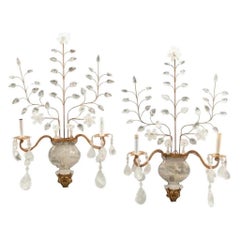 Pair of Vintage Maison Bagues Style Rock Crystal Sconces