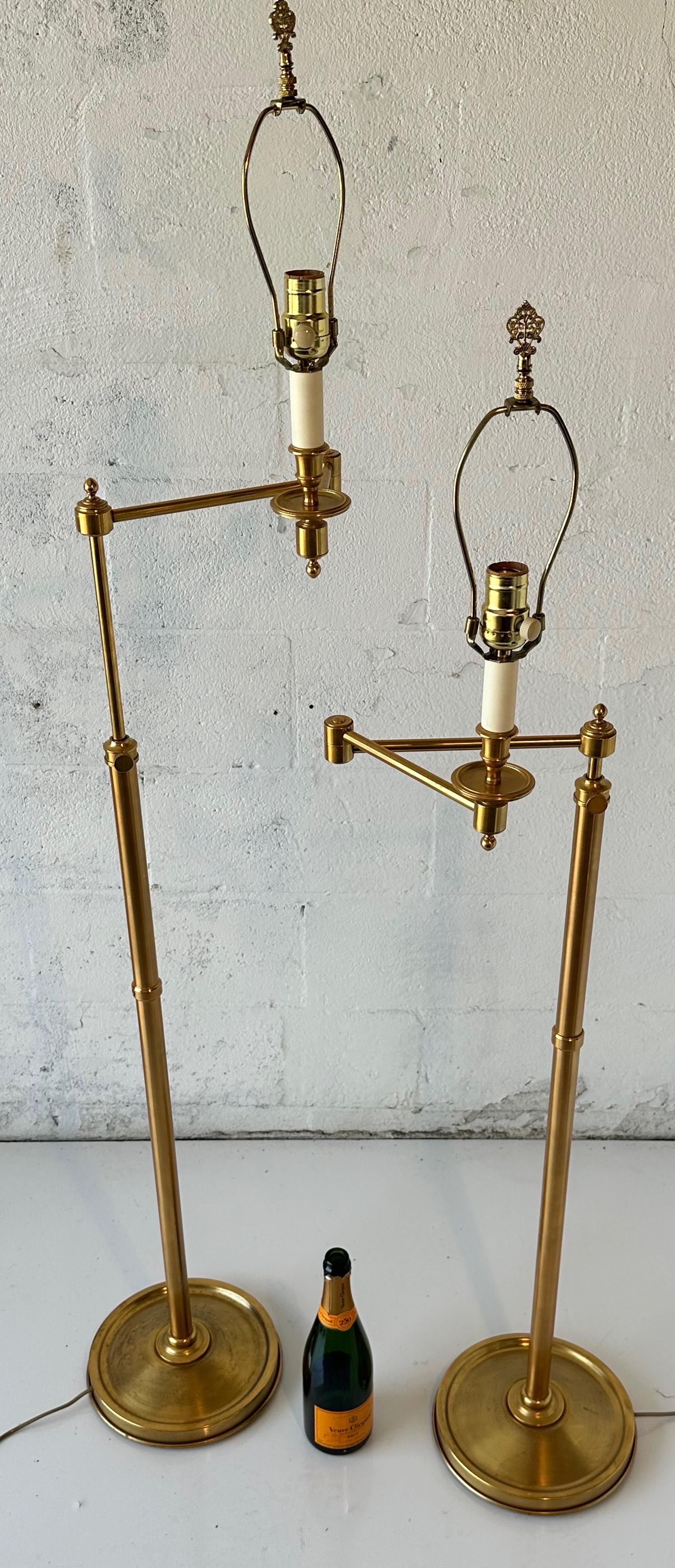 Late 20th Century Pair of Vintage Maison Tisserant Adjustable Floor Lamp For Sale