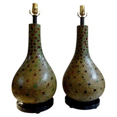 Coppia di lampade vintage di Maitland Smith su basi in pietra tessellata