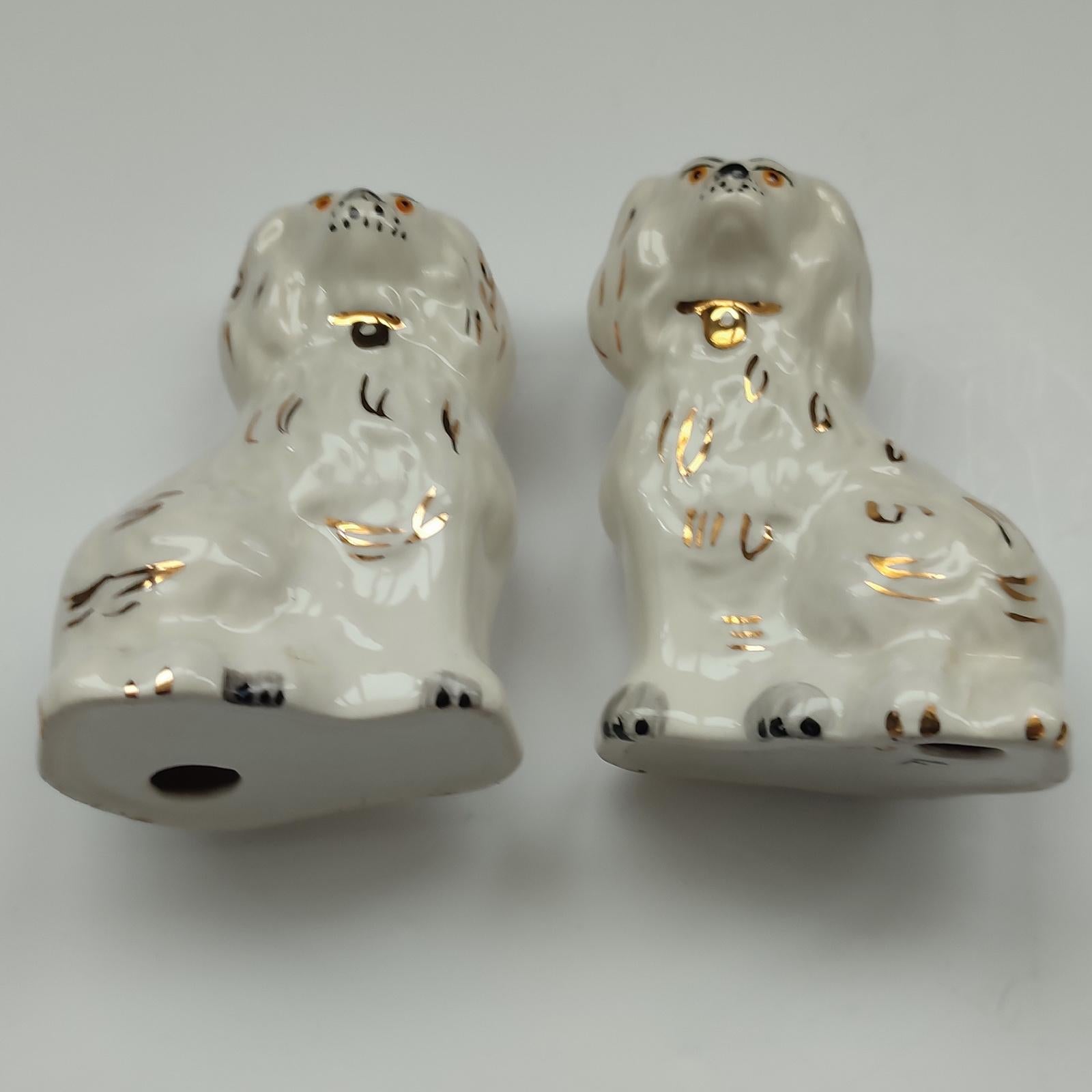 Porcelain Pair of Vintage Mantle King Charles Spaniels Miniature Beswick Dog Figurines