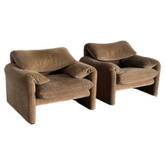 Pair of Vintage 'Maralunga' Armchairs by Vico Magistretti for Cassina, 1970s