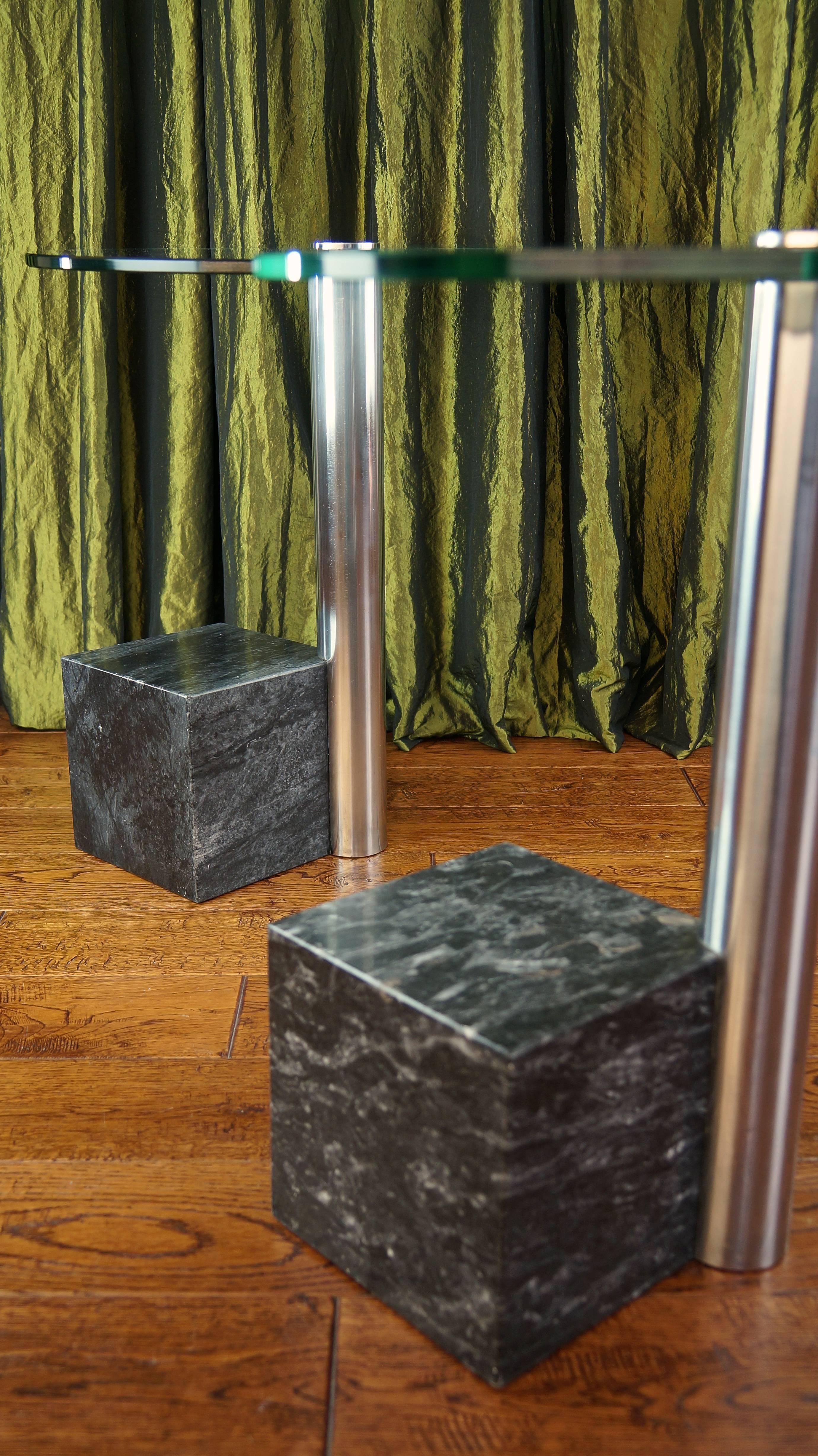 Pair of Vintage Marble and Glass HK2 Side Tables by Hank Kwint, Metaform 1980s 6