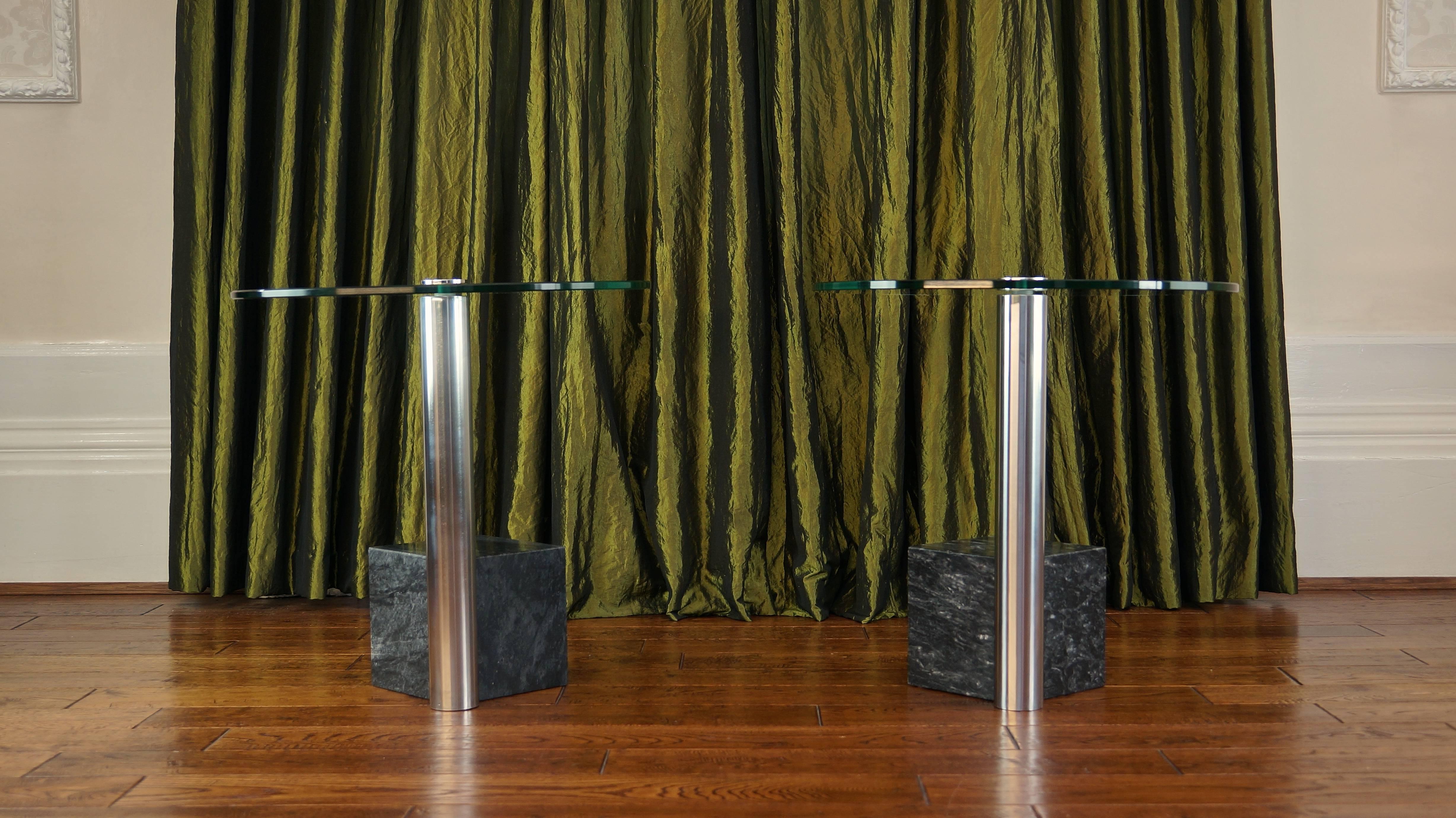 Pair of Vintage Marble and Glass HK2 Side Tables by Hank Kwint, Metaform 1980s In Good Condition For Sale In Huddersfield, GB