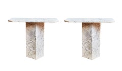 Pair of Vintage Marble Consoles