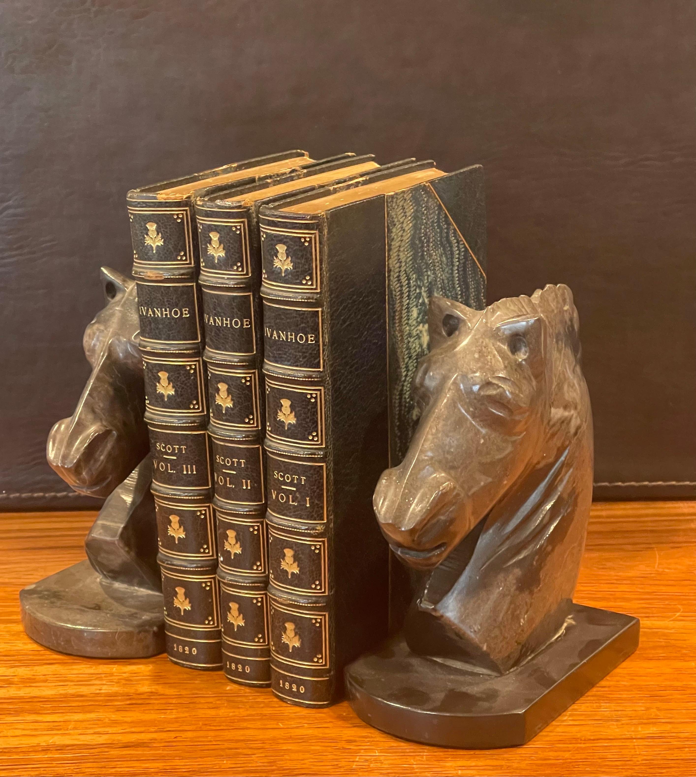 Pair of Vintage Marble Horse Head Bookends For Sale 5