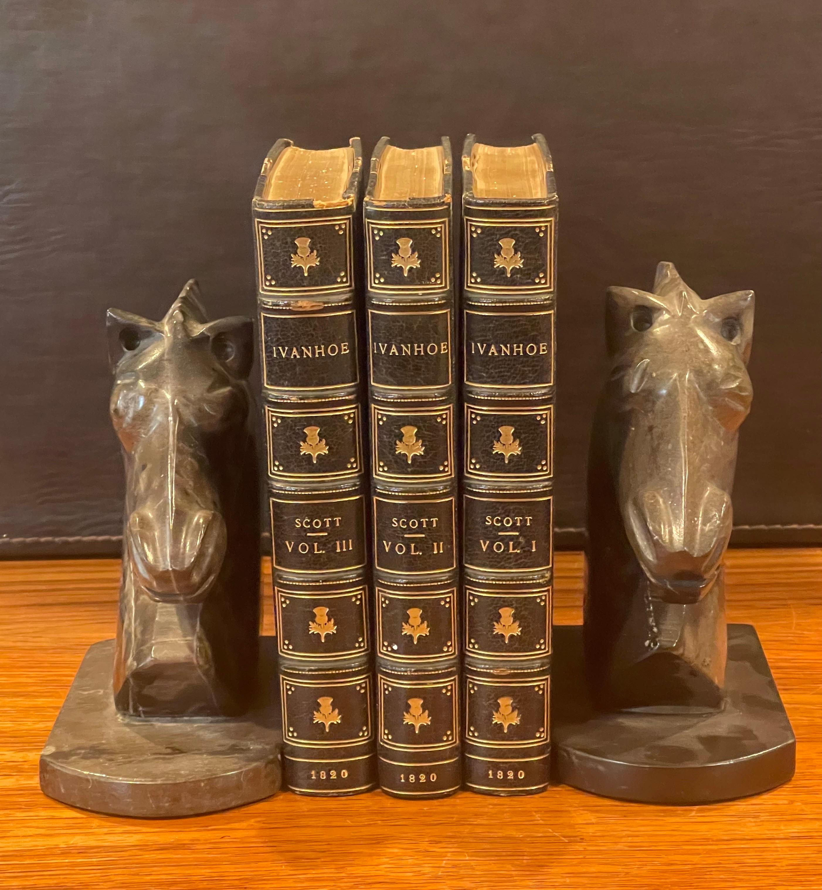 Pair of Vintage Marble Horse Head Bookends For Sale 6