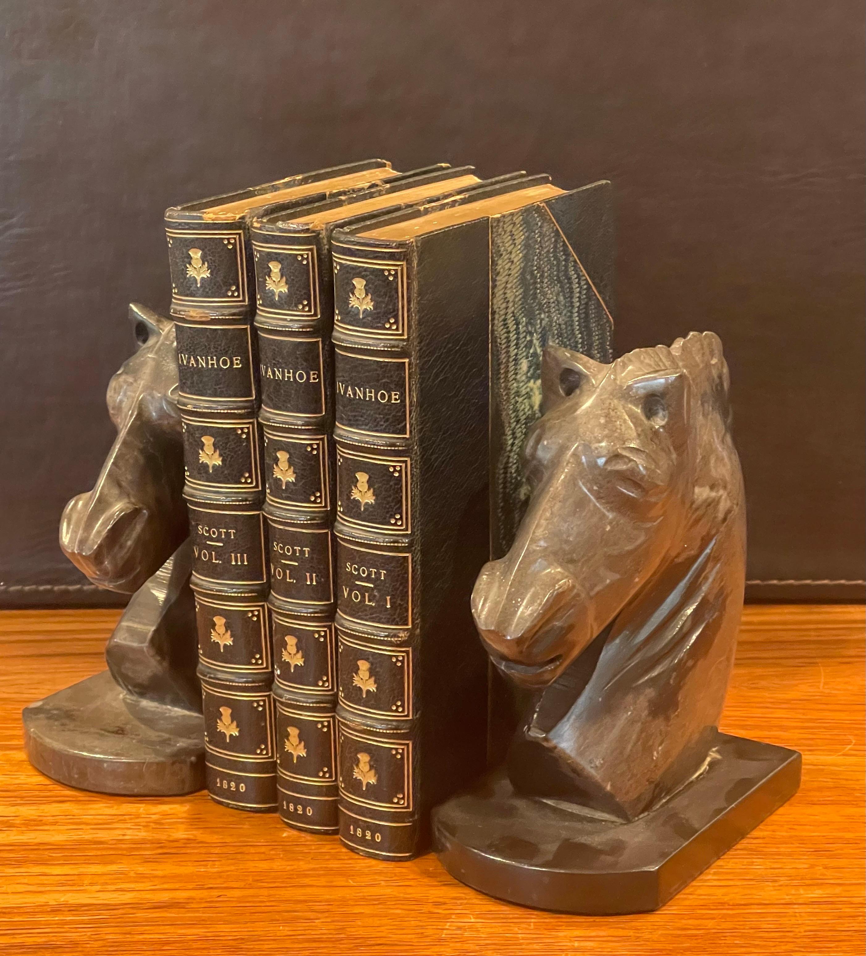 Pair of Vintage Marble Horse Head Bookends For Sale 8
