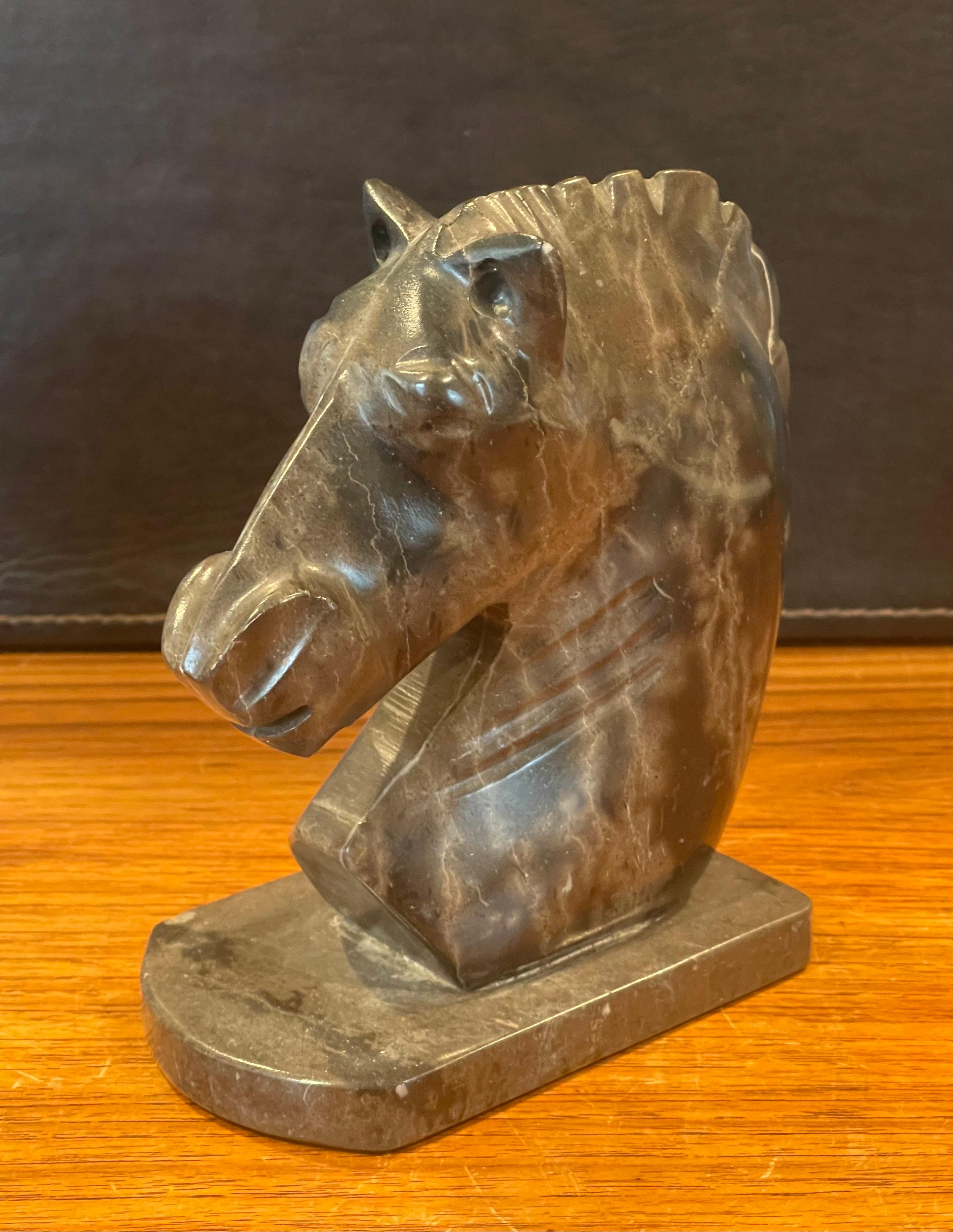 Pair of Vintage Marble Horse Head Bookends For Sale 2