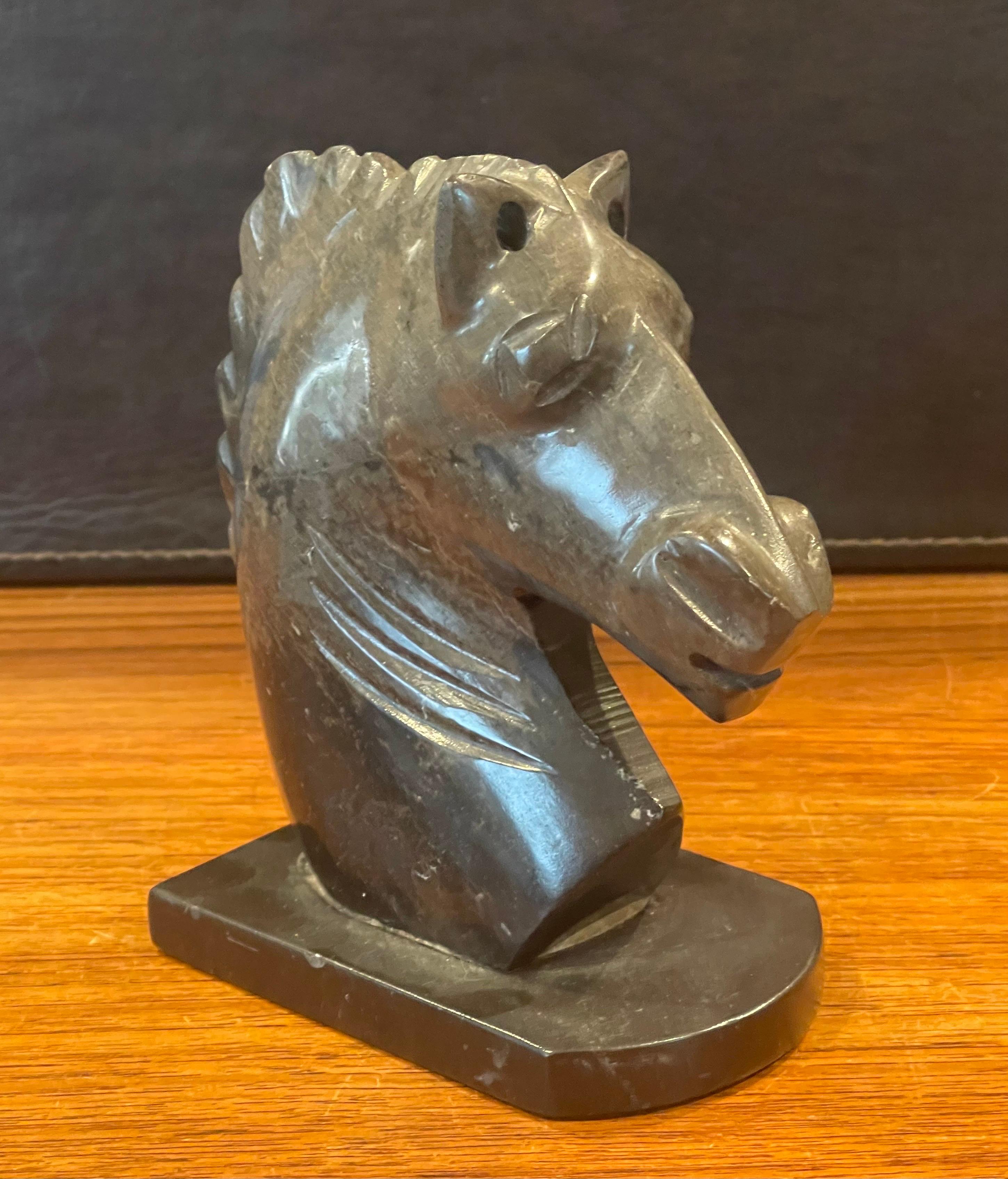 Pair of Vintage Marble Horse Head Bookends For Sale 3
