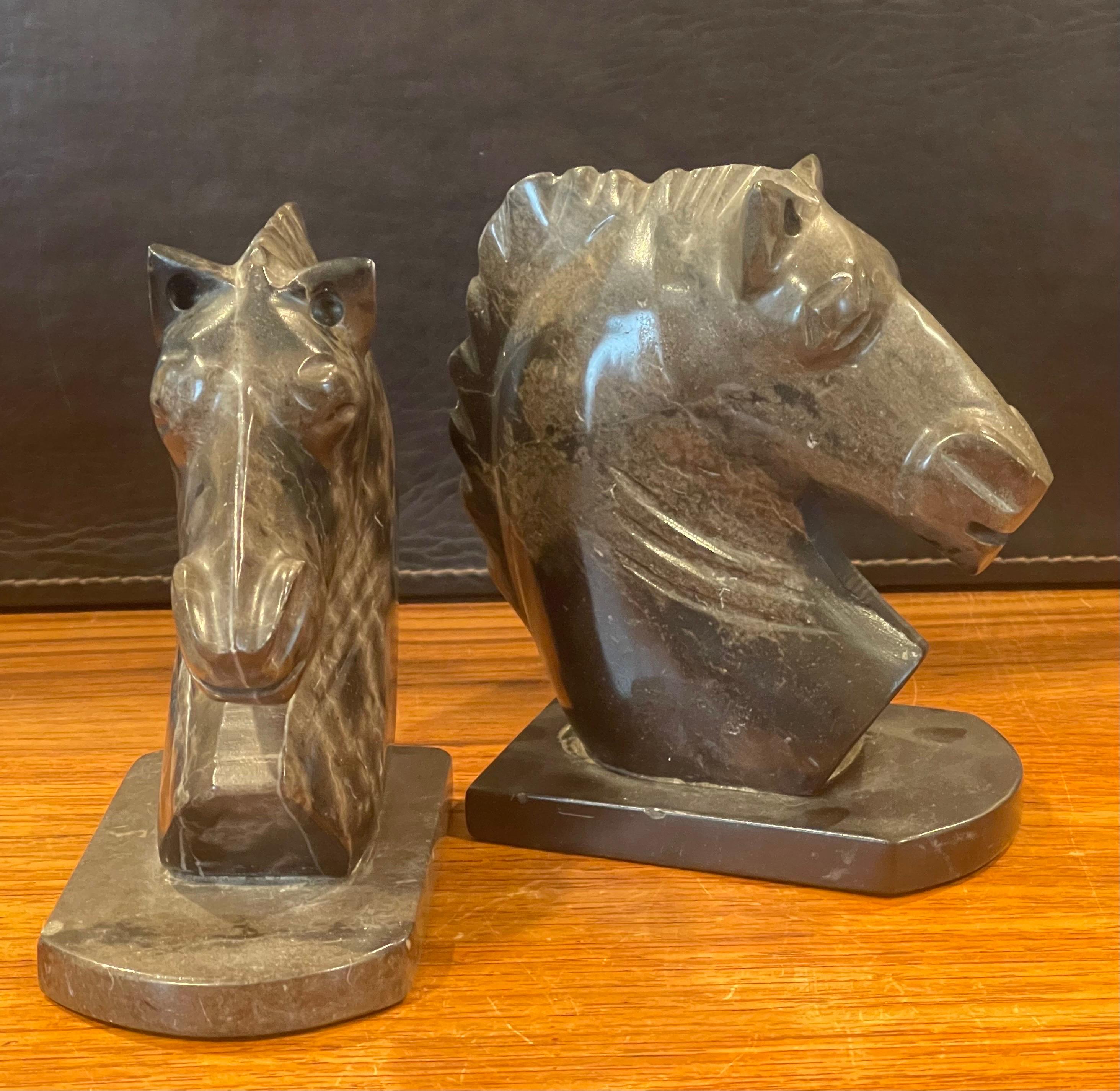 Pair of Vintage Marble Horse Head Bookends For Sale 4