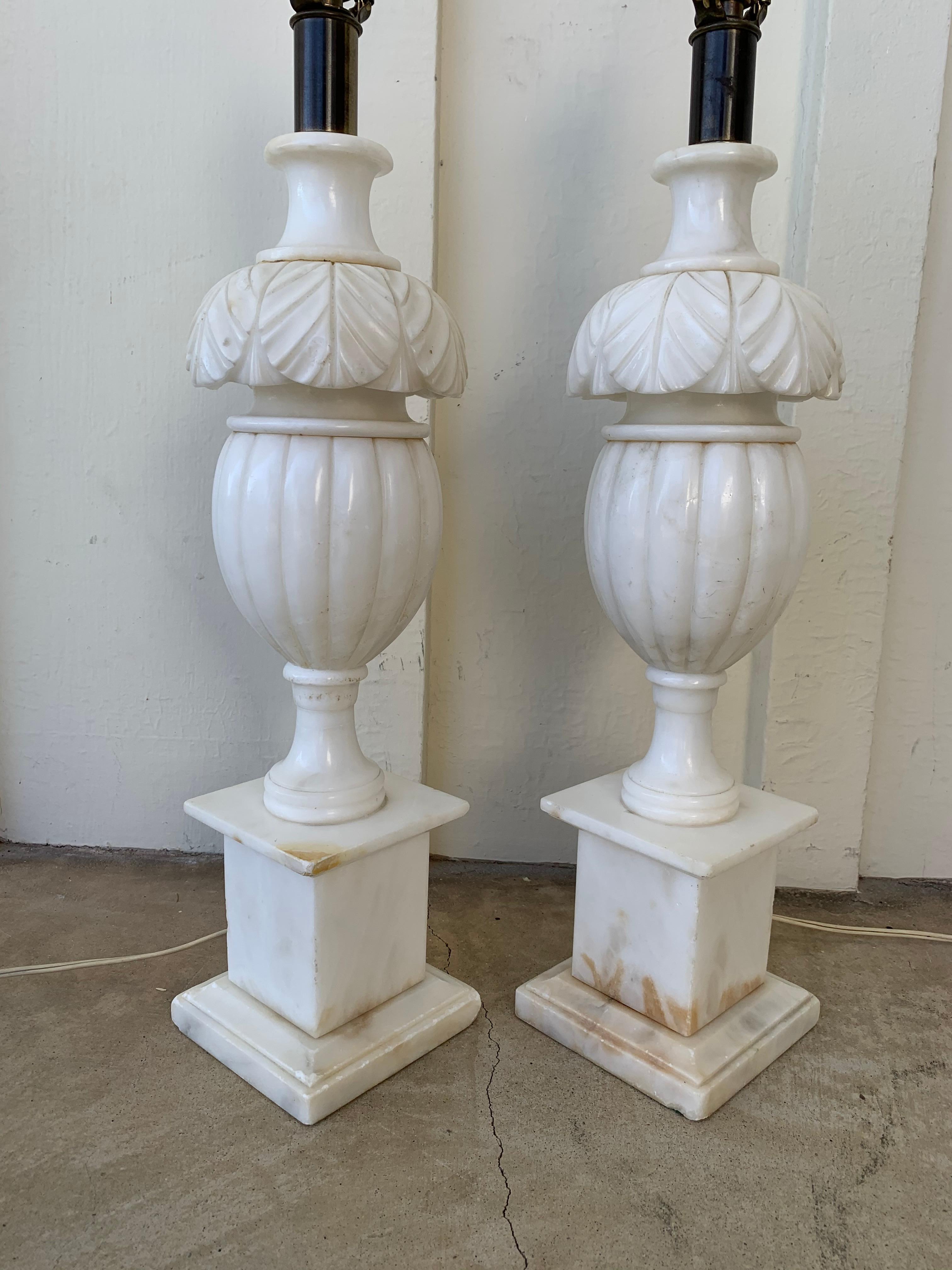 20th Century Pair of Vintage Marble Lamps