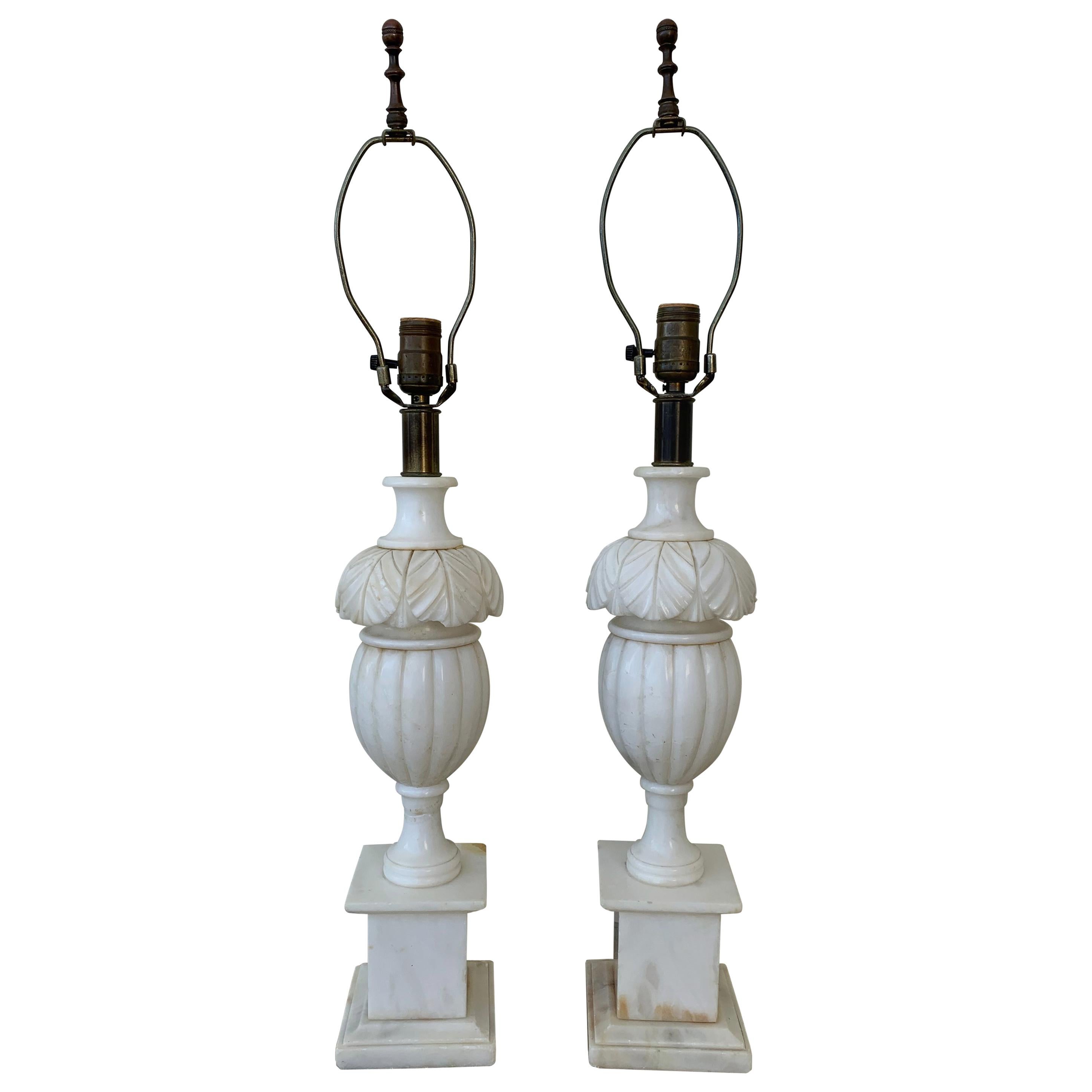 Pair of Vintage Marble Lamps