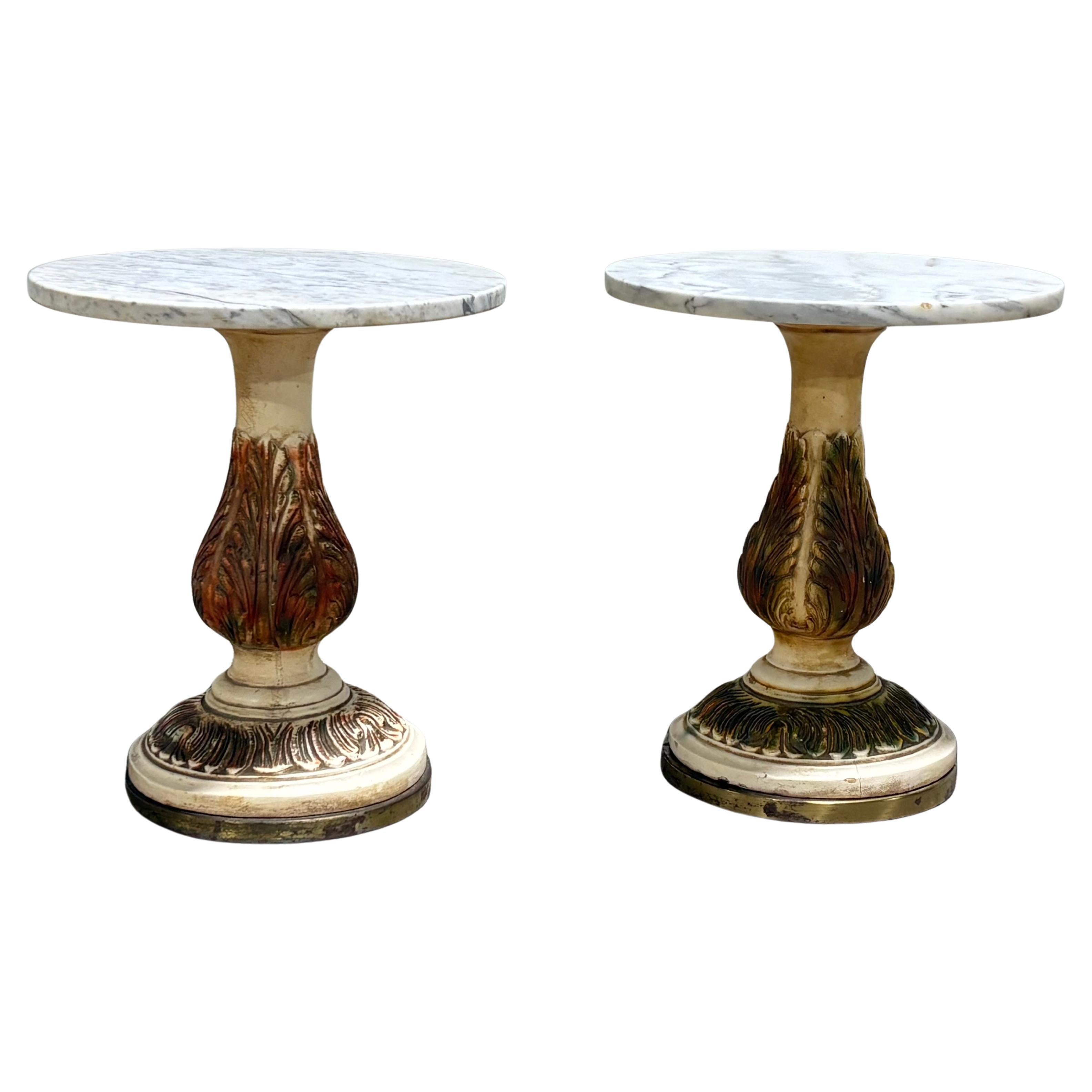Pair of Vintage Italian Marble Side Tables