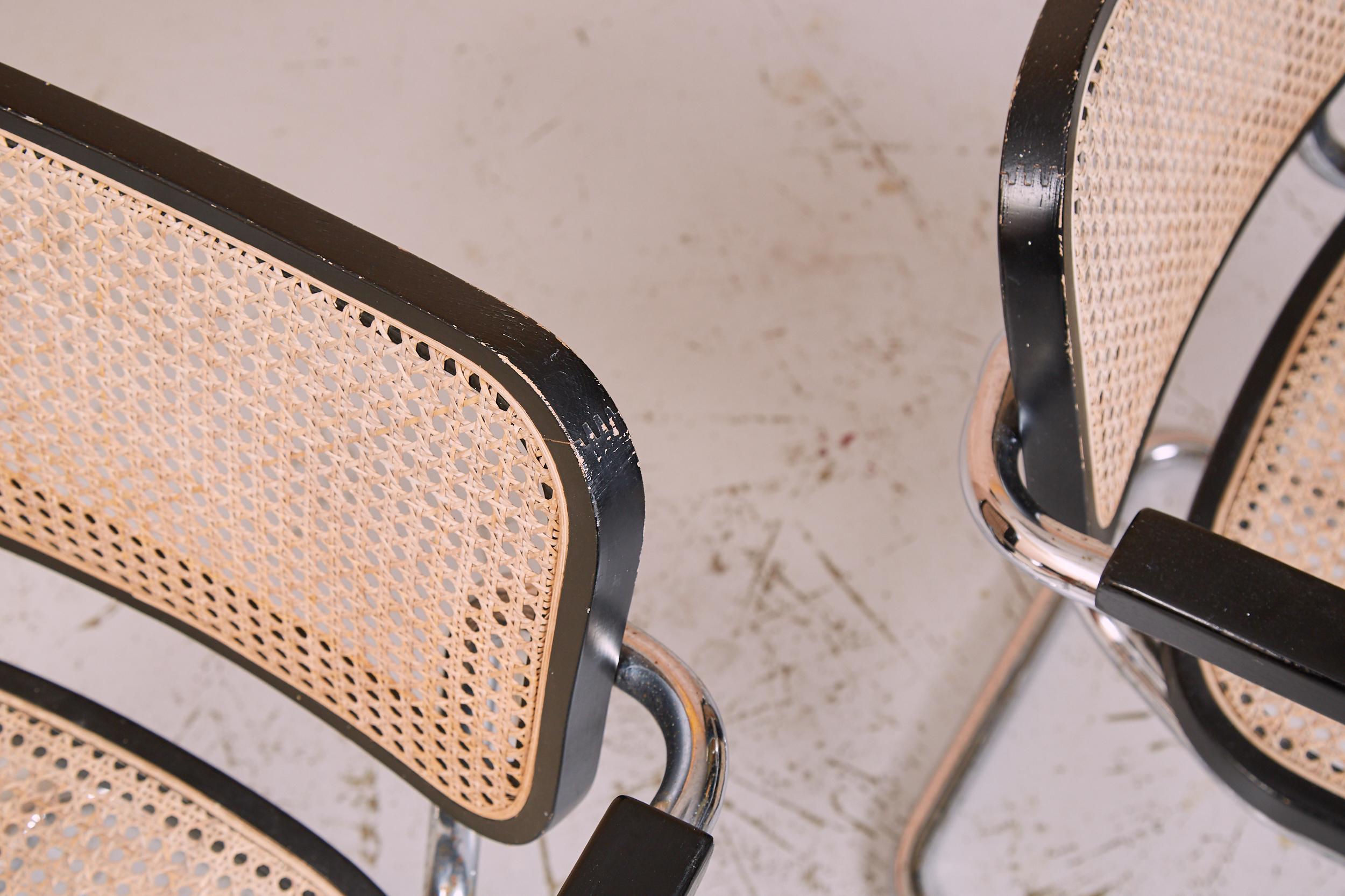 Fin du 20e siècle Paire de chaises vintage Marcel Breuer Cesca Carver noires, années 1970 en vente