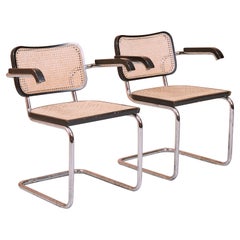 Pair Of Vintage Marcel Breuer Cesca Carver Chairs In Black, 1970s
