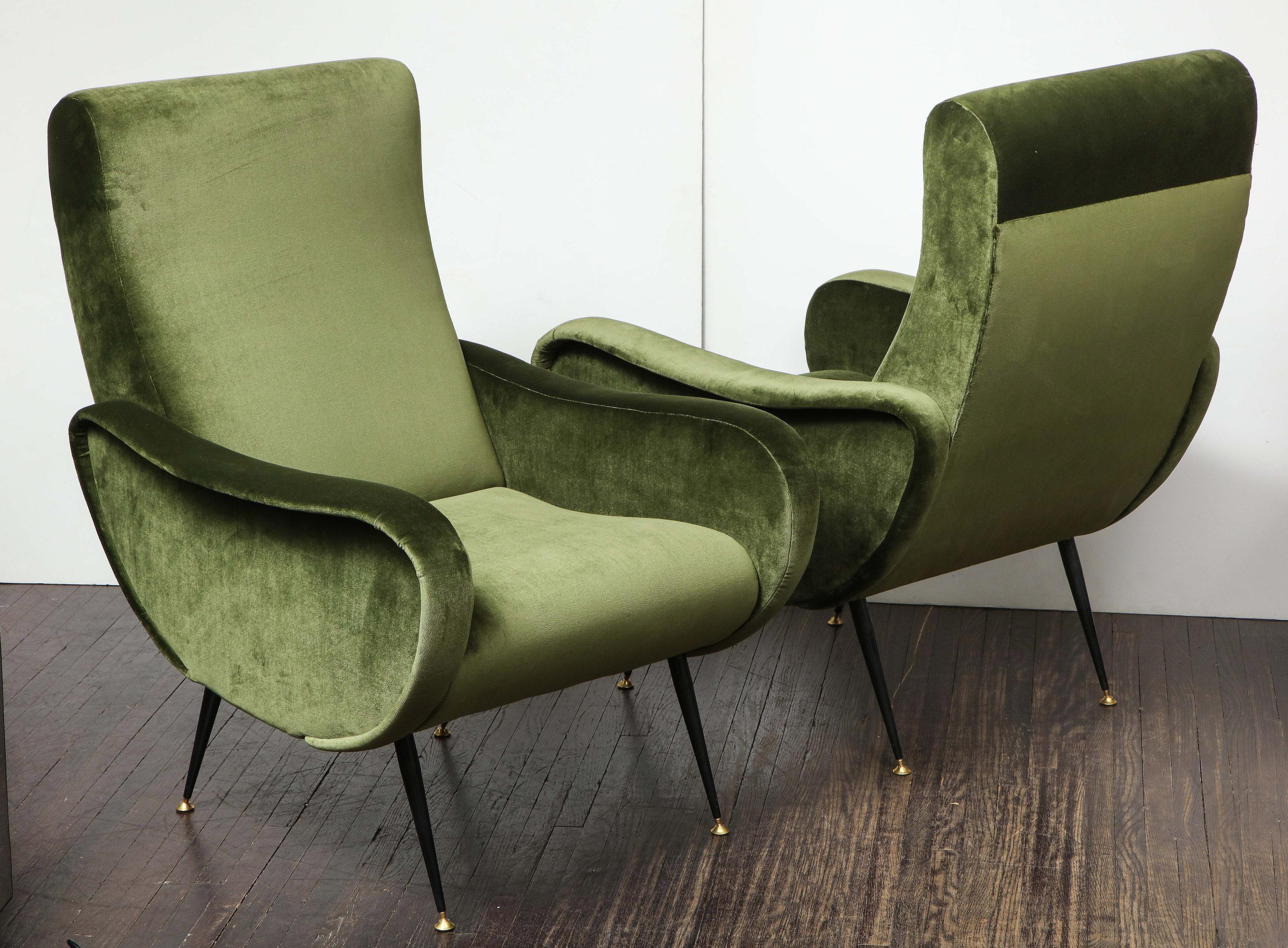 Mid-Century Modern Pair of Vintage Armchairs in the Style of Marco Zanuso